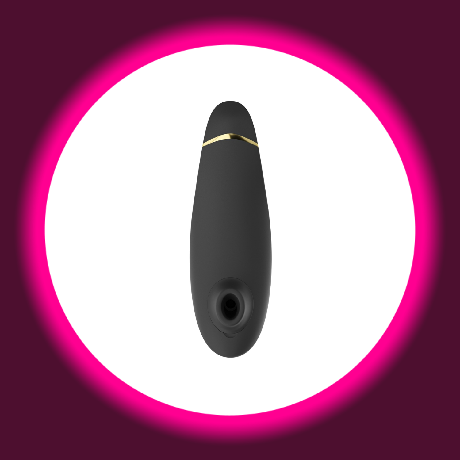 schwarzer Pulsator Womanizer Next mit goldener Kante und Stimulationskopf