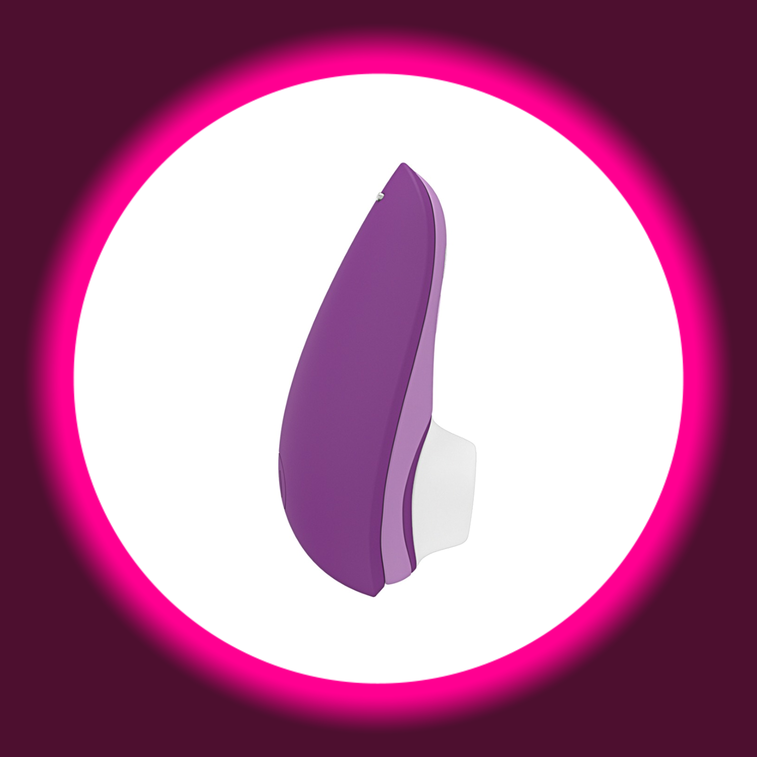 seitliche Ansicht auf den Womanizer Liberty 2 Pulsator in der Farbe lila auf weißem Untergrund