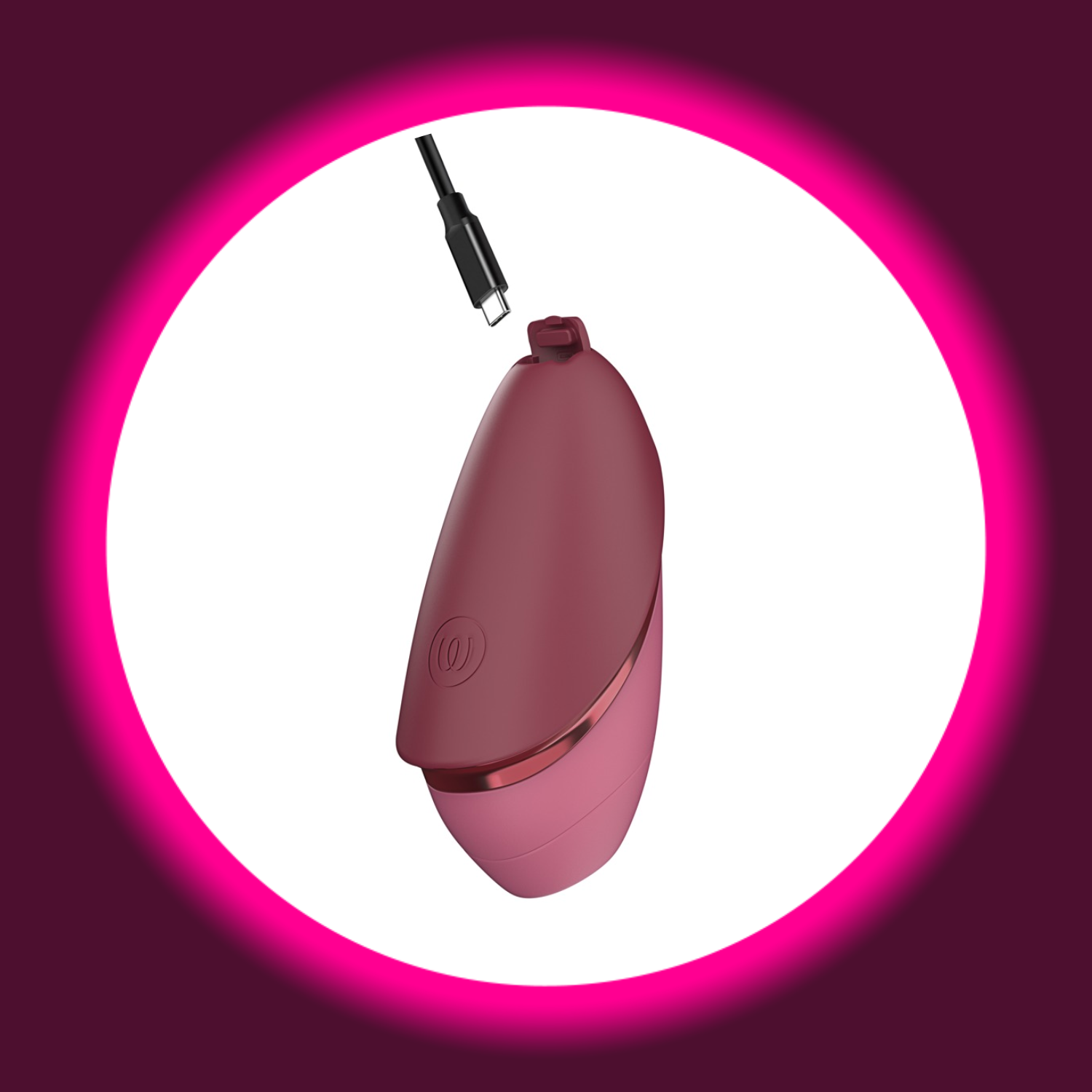 kleiner Pulsator Next Liberty in dunkelrosa von Womanizer wiederaufladbar mit USB-Ladekabel