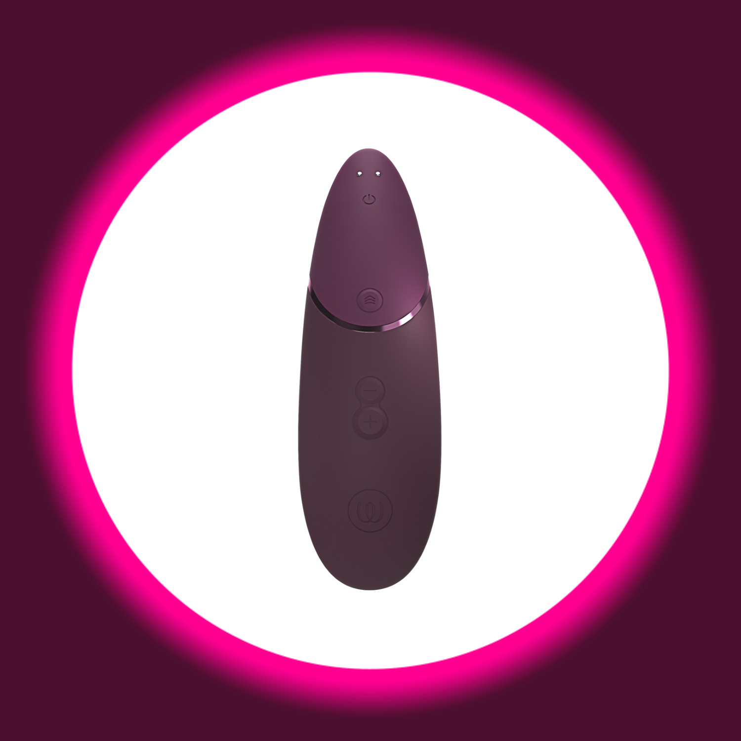 Rückansicht auf den Womanizer Next Pulsator in der Farbe lila auf weißem Untergrund