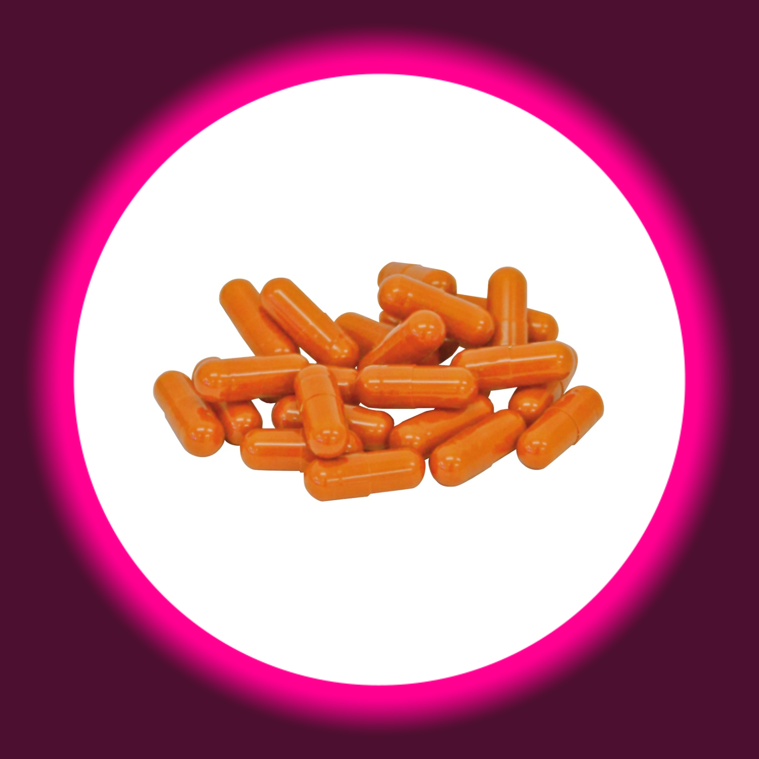 ein Haufen orangener Kapseln, Hot XXL Booster Caps für Männer