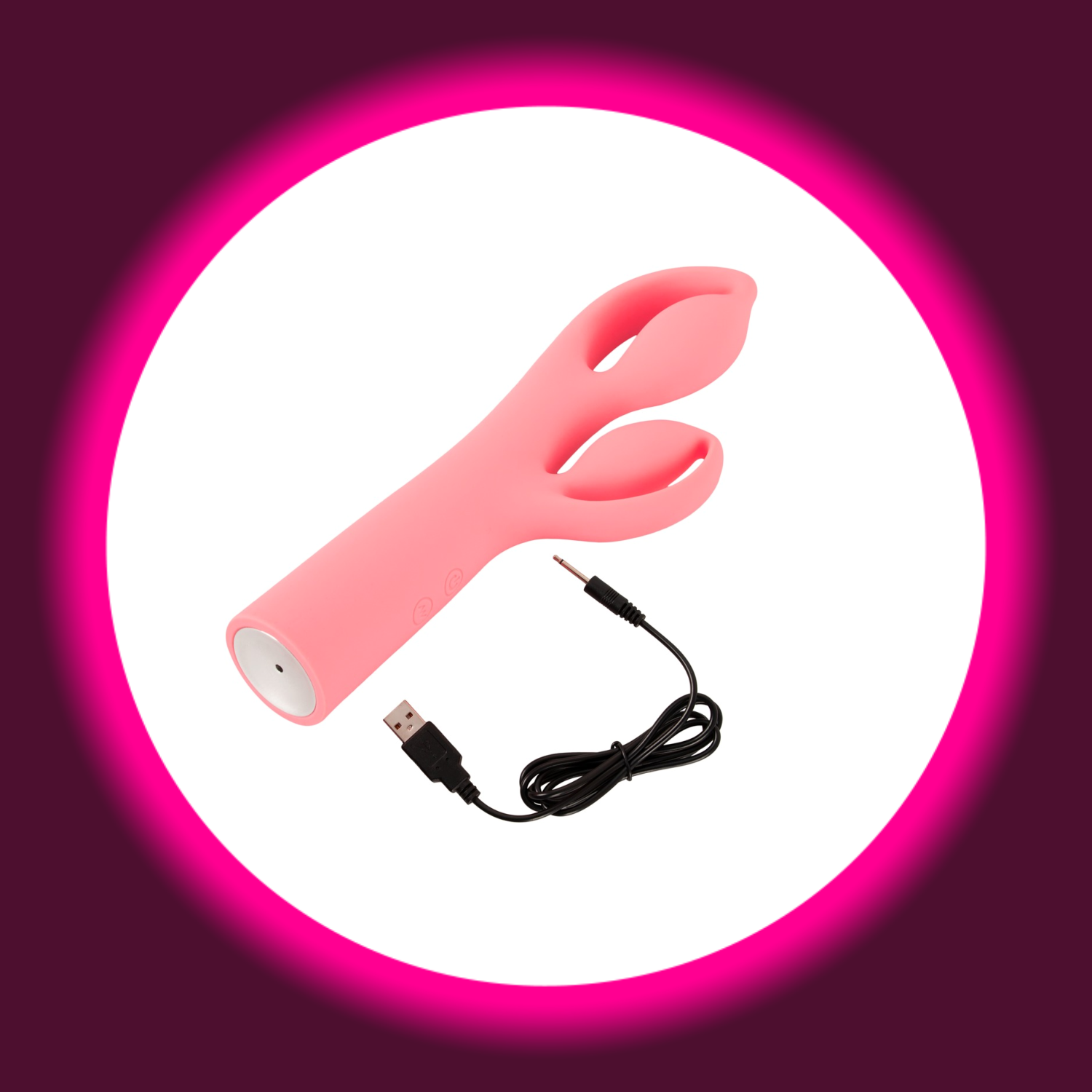 pinker Rabbitvibrator Fabulous in extravagantem Design von You2Toys, daneben USB-Ladekabel