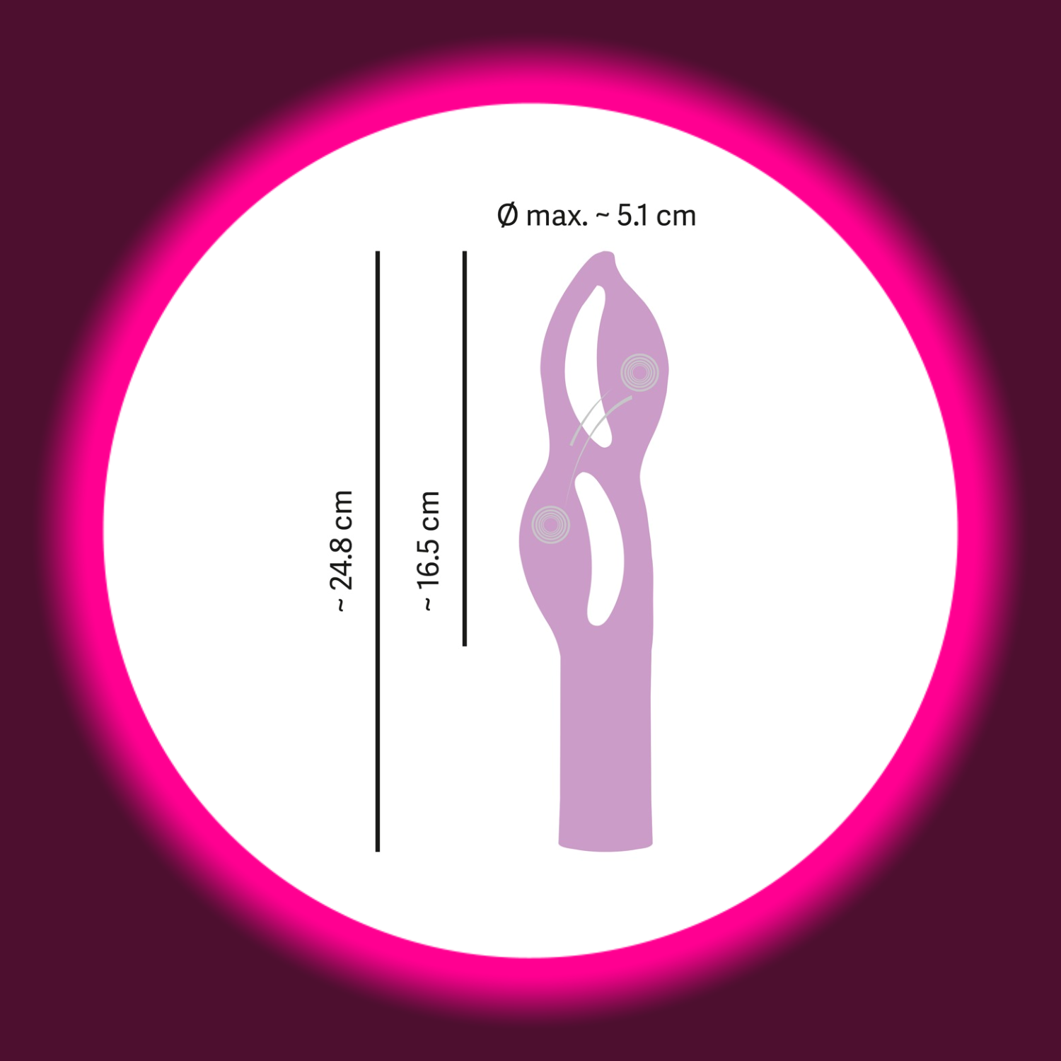 Abmaße violetter Designer-Vibrator Fabulous mit zwei geschwungenen Windungen von You2Toys