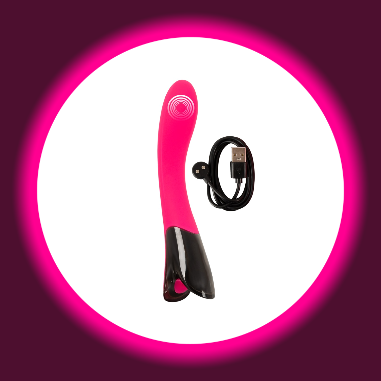 pinker G-Punkt Vibrator mit schwarzem Bedienfeld und USB-Ladekabel von You2Toys