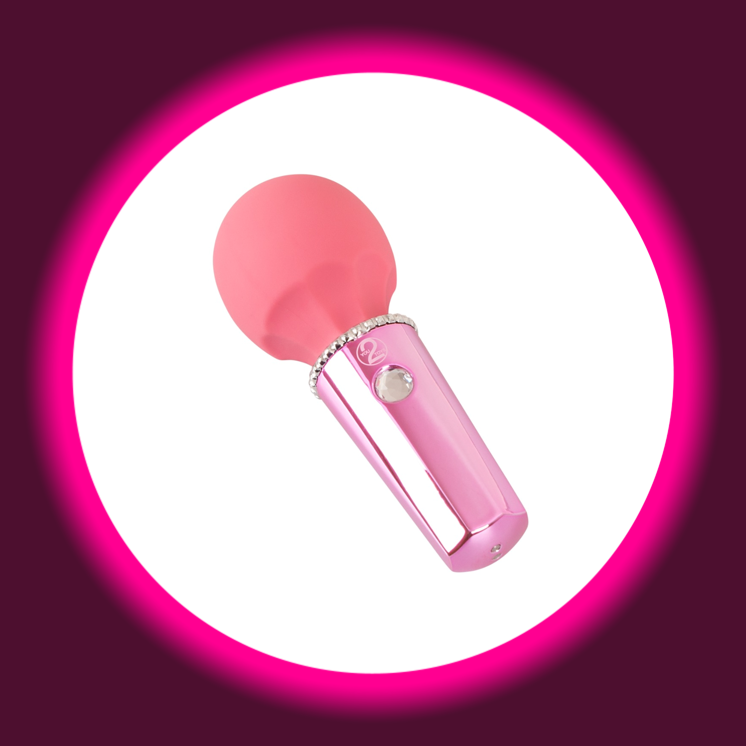 kleiner pinker Wandvibrator von You2Toys mit Glitzerstein als Startknopf