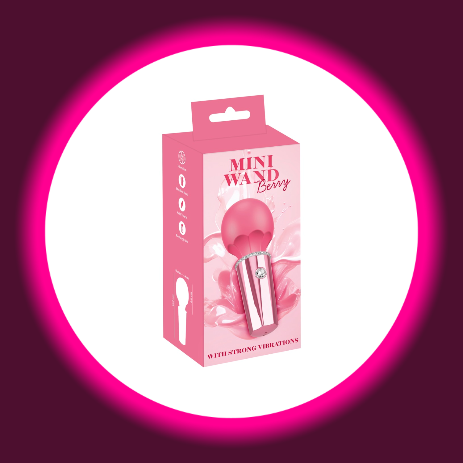 Produktverpackung des kleinen pinken Wandvibrators von You2Toys mit Glitzerstein als Startknopf