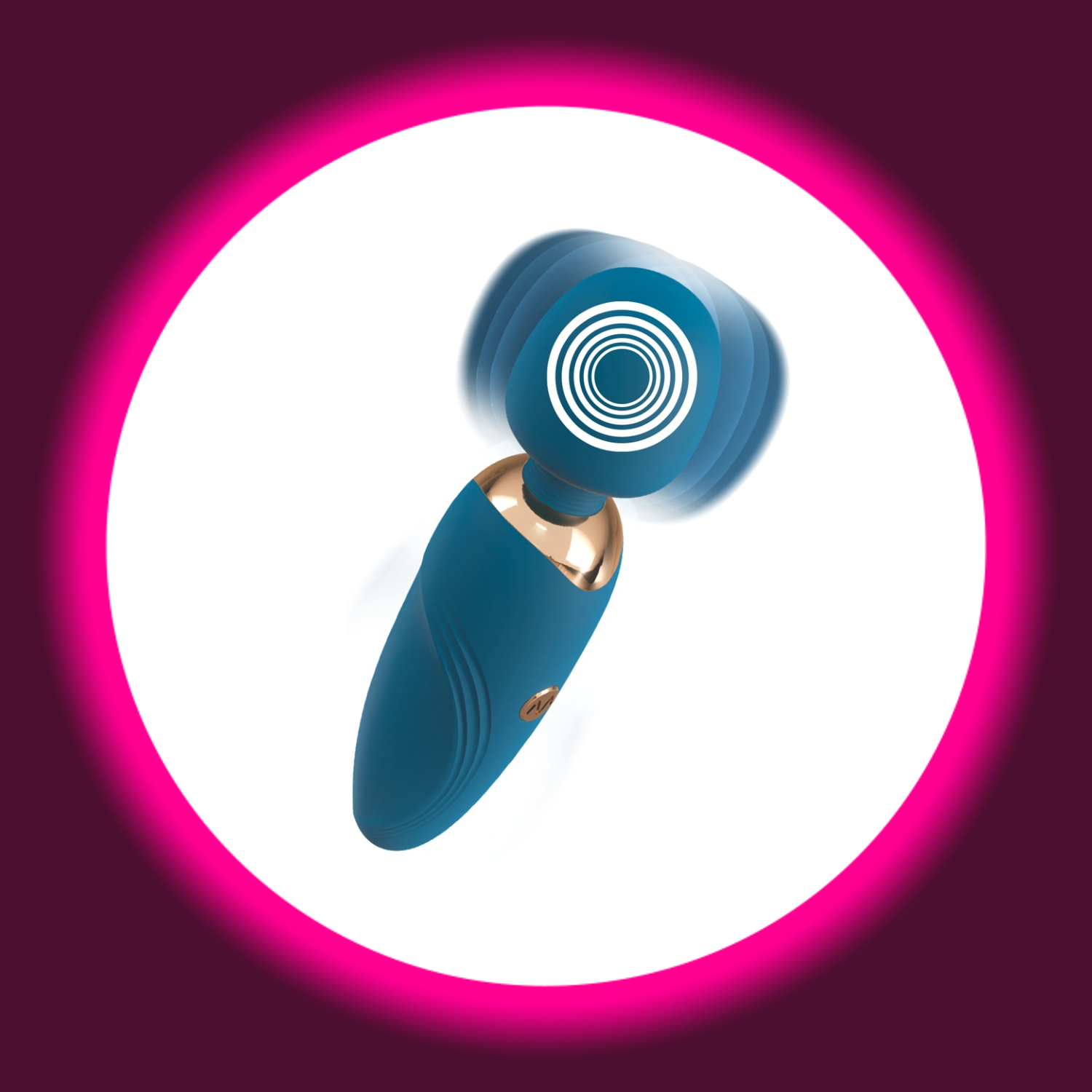 Draufsicht auf einen kleinen blauen Massagestab Petite Wand mit vibrierendem Kopf, von You2Toys