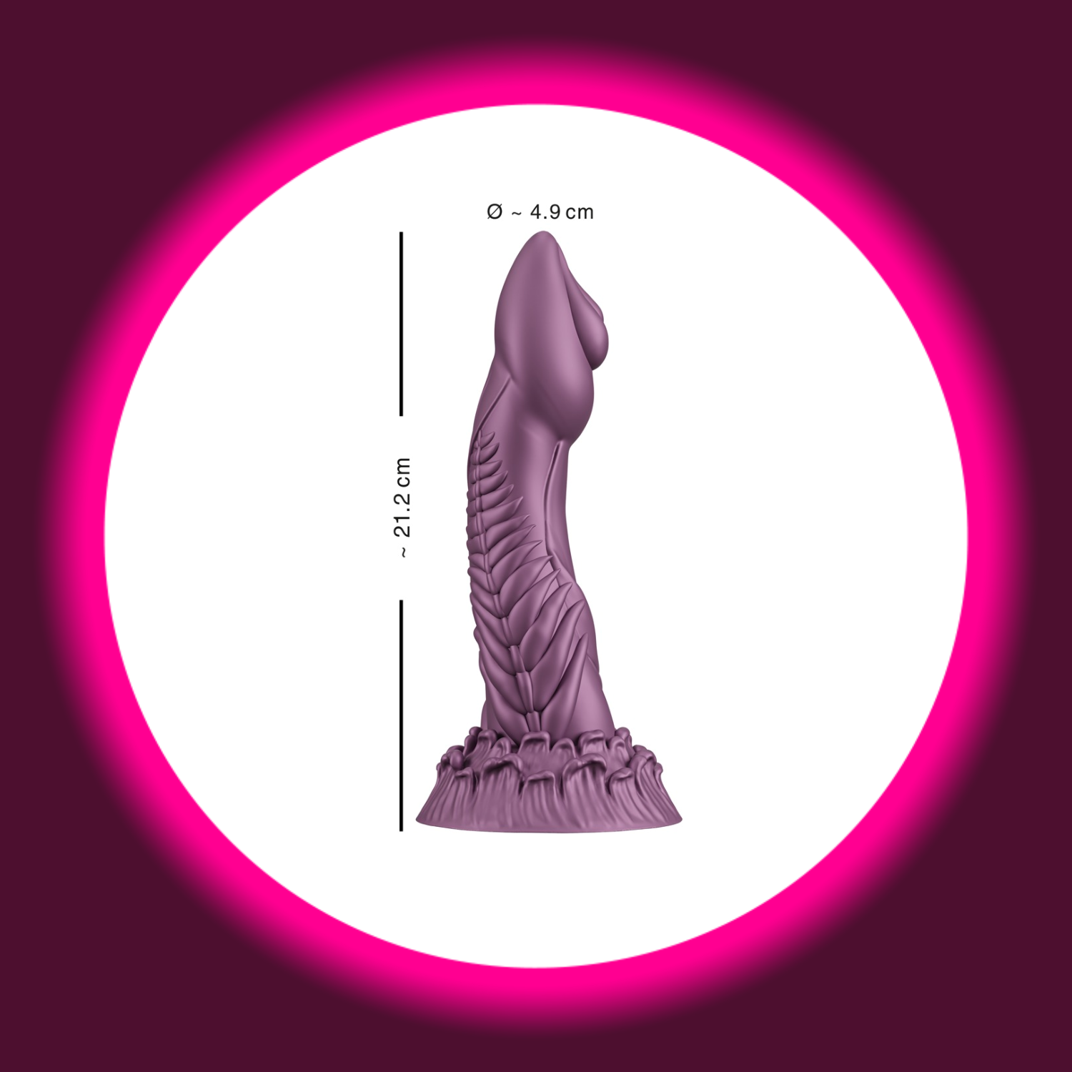Violetter Fantasy-Dildo mit strukturierter Oberflache, 21.2cm lang, 4.9cm Durchmesser, Alien Phallus - Beasty Cocks