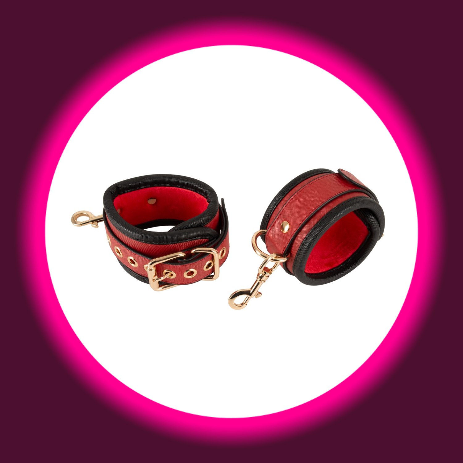 zwei schwarz rote Handschlaufen der Kombifessel Deluxe von Bad Kitty