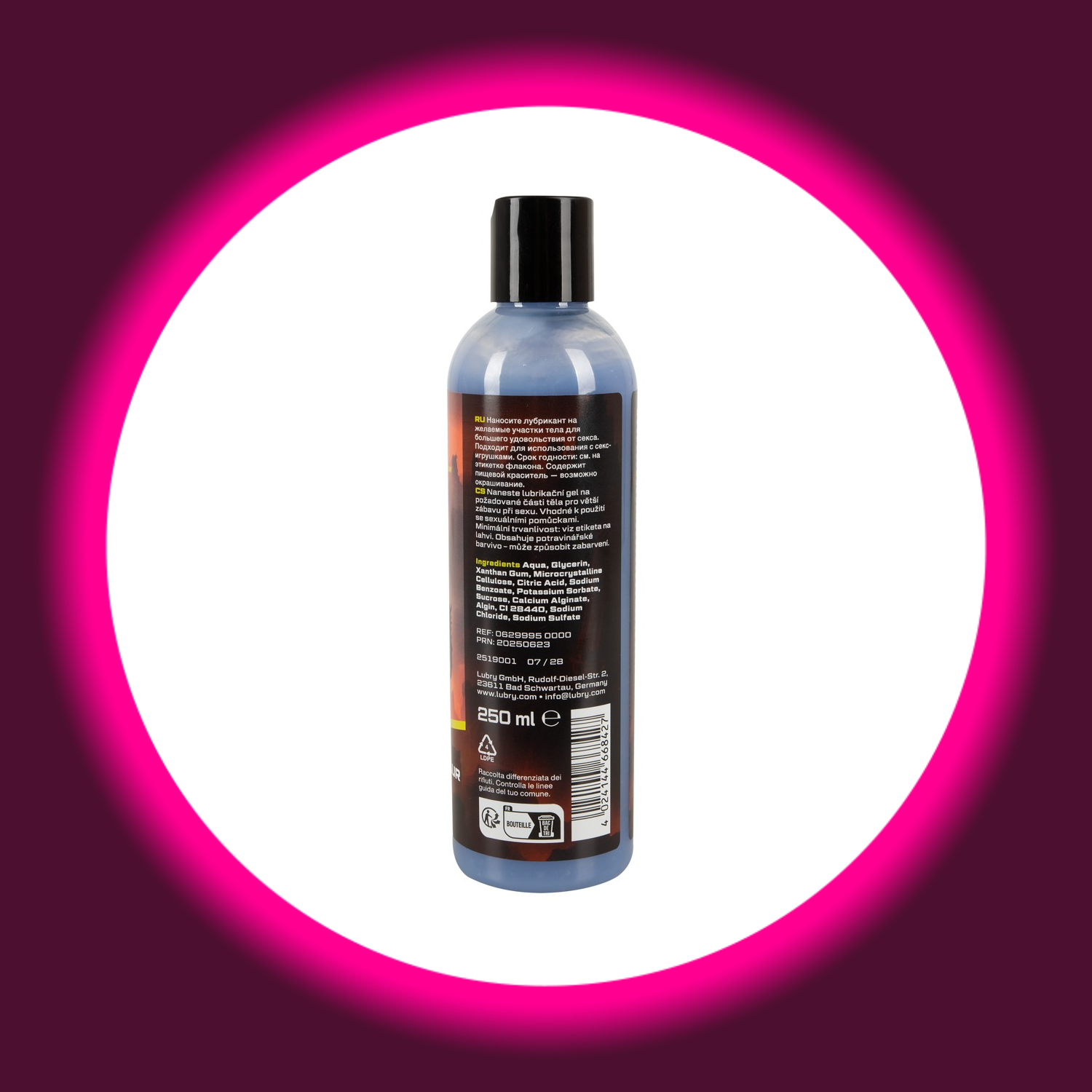 Rückseite der Flasche für Gleitgel Beasty Sperm, Beasty Cocks