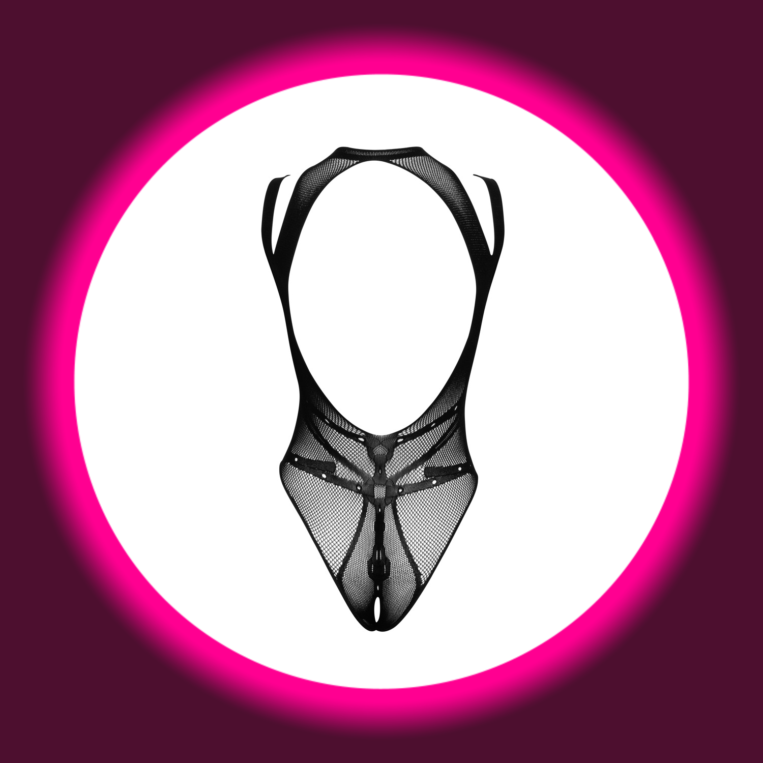 schwarzer Netzbody mit Streifendetails, von Fantasy by Cotelli