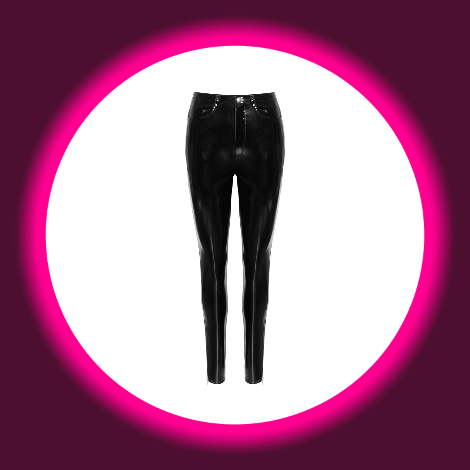 Frontansicht schwarze glänzende Lackhose von Black Level