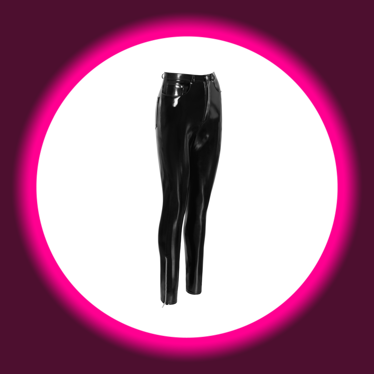 Winkelansicht schwarze glänzende Lackhose von Black Level