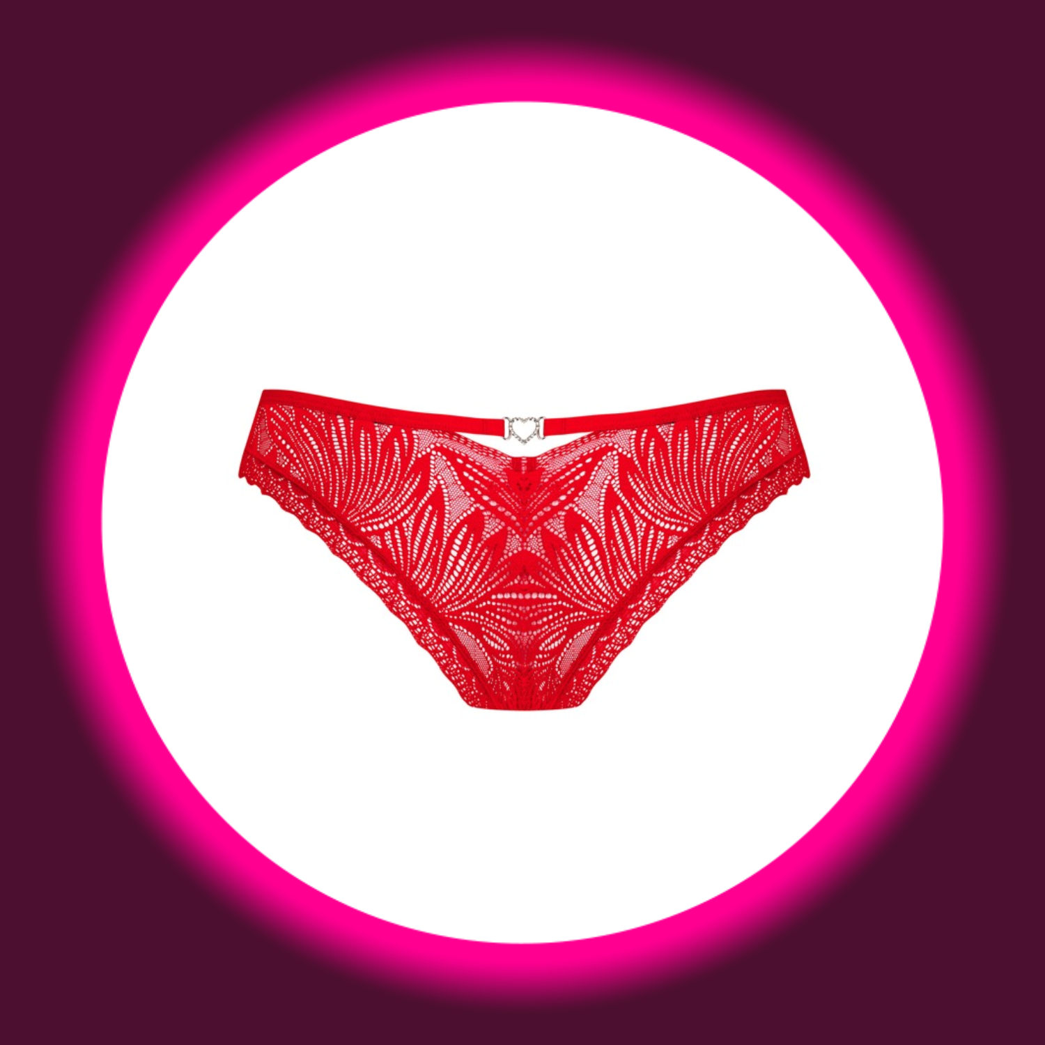 Rückansicht rote Panty aus Spitze mit Herz von Obsessive