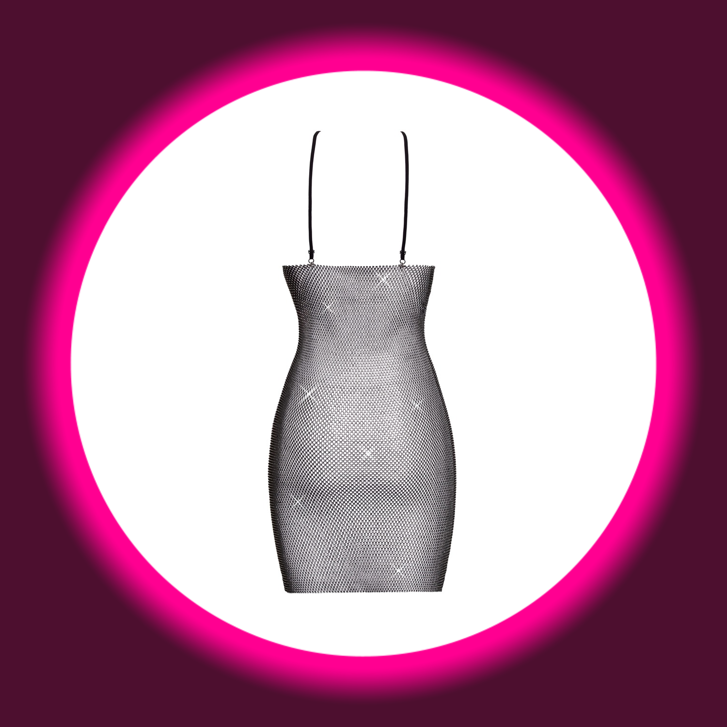 Rückansicht Minikleid aus Netz mit Straßsteinen von Cotelli