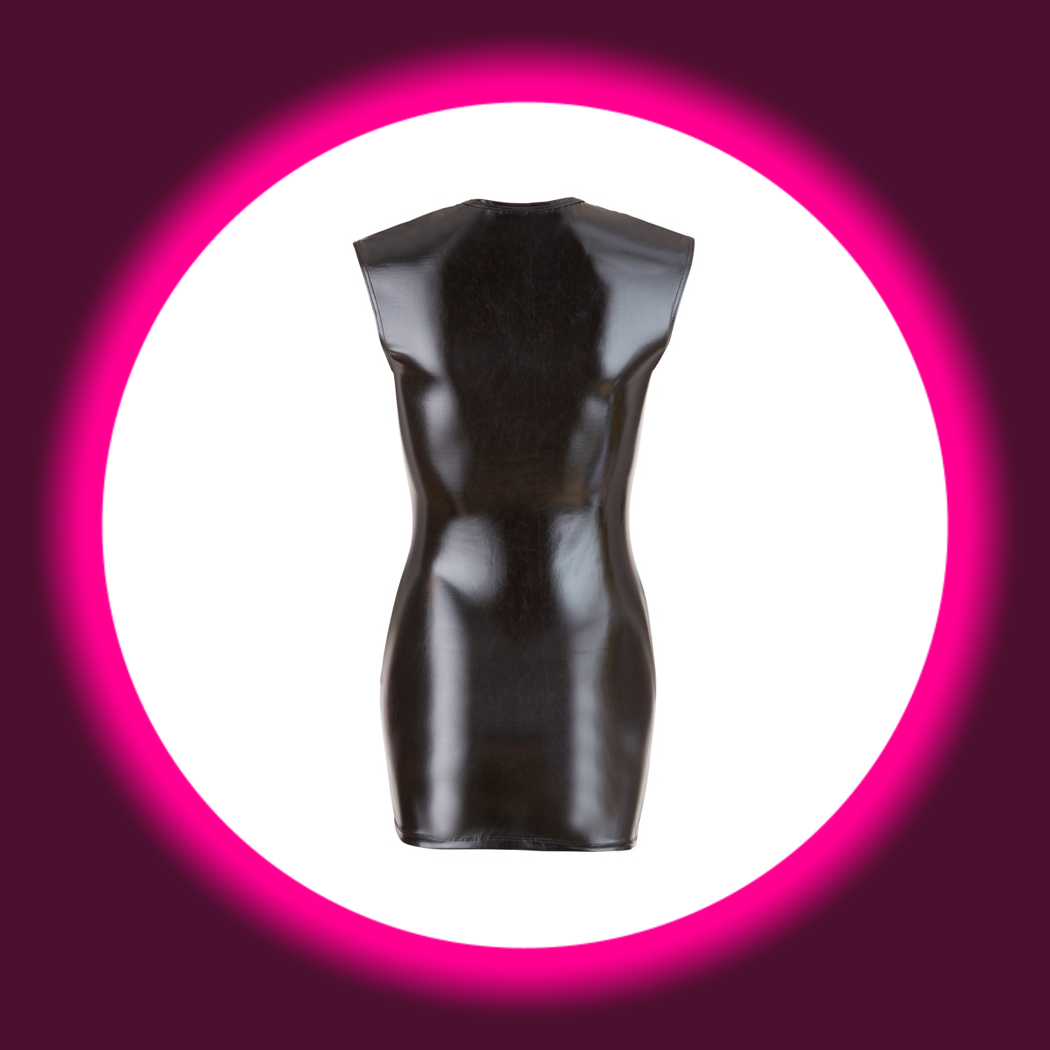 schwarzes Lederoptik Minikleid, Rückansicht, von Cotelli Party