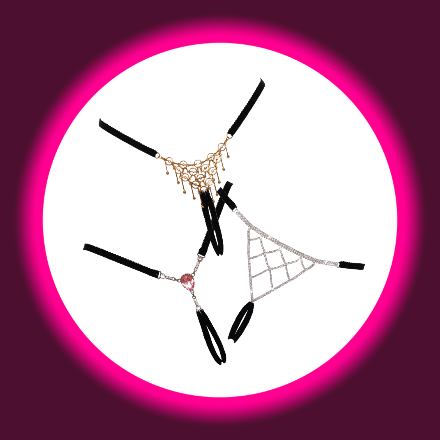 3er Set Strings mit Schmuckelementen von Cotelli