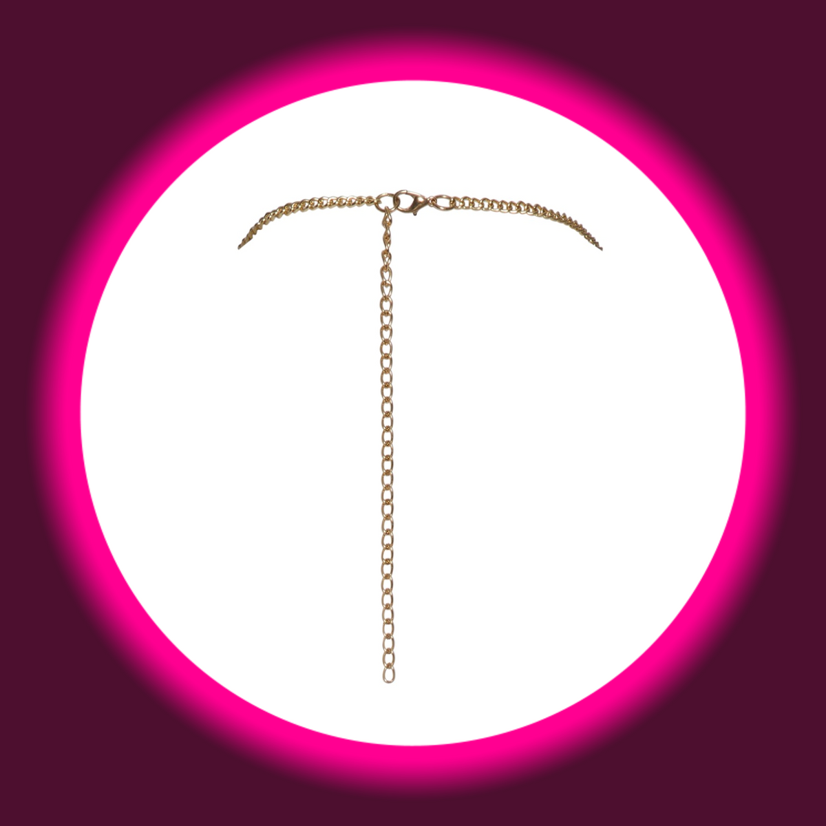 Cottelli Accessoires Neckholder-Top Theresia, Detailansicht der goldfarbenen Verschlusskette mit Karabinerverschluss und Verlängerungskettchen
