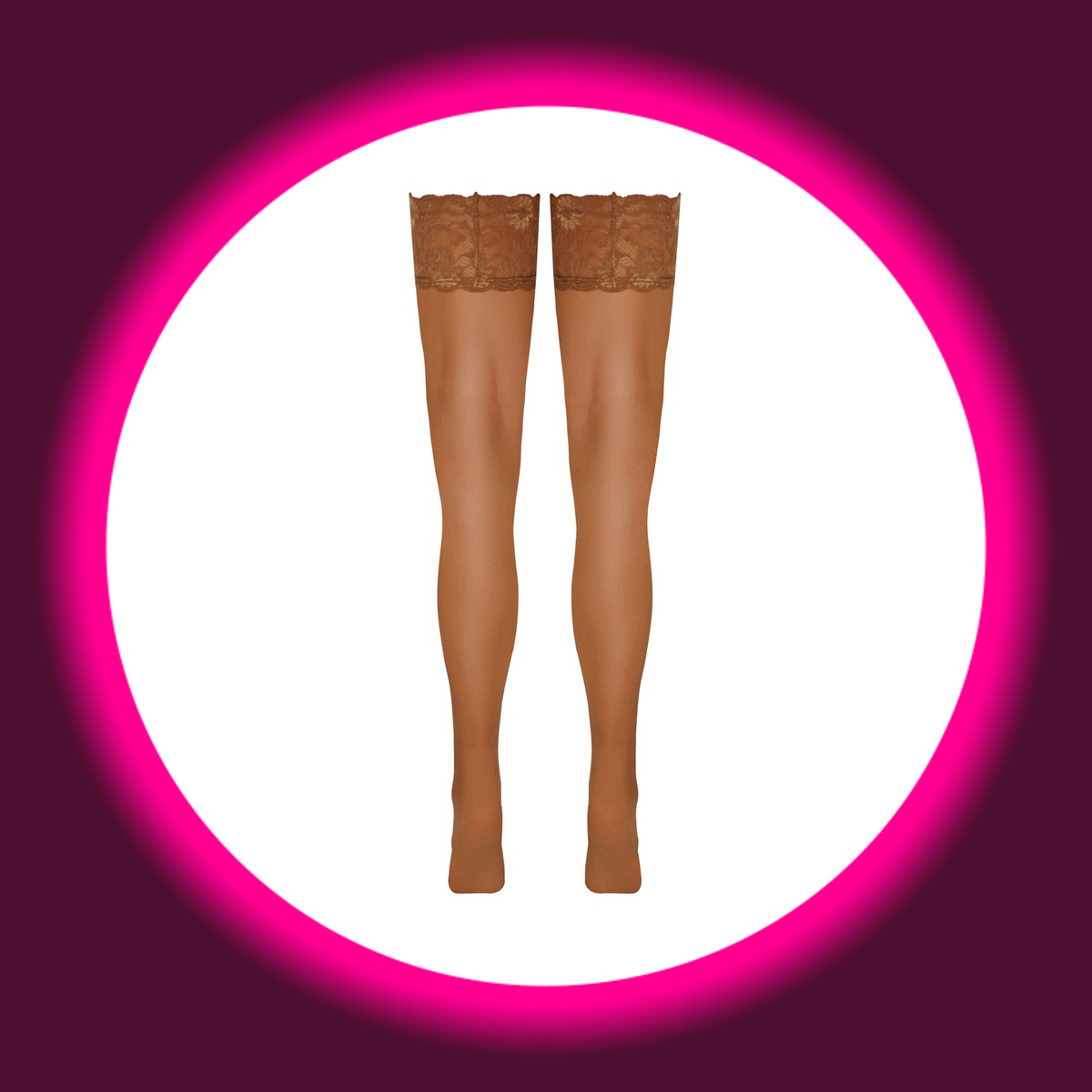 Cottelli Legwear halterlose Stockings in Beige mit floralem Spitzenabschluss, freigestellte Rückansicht