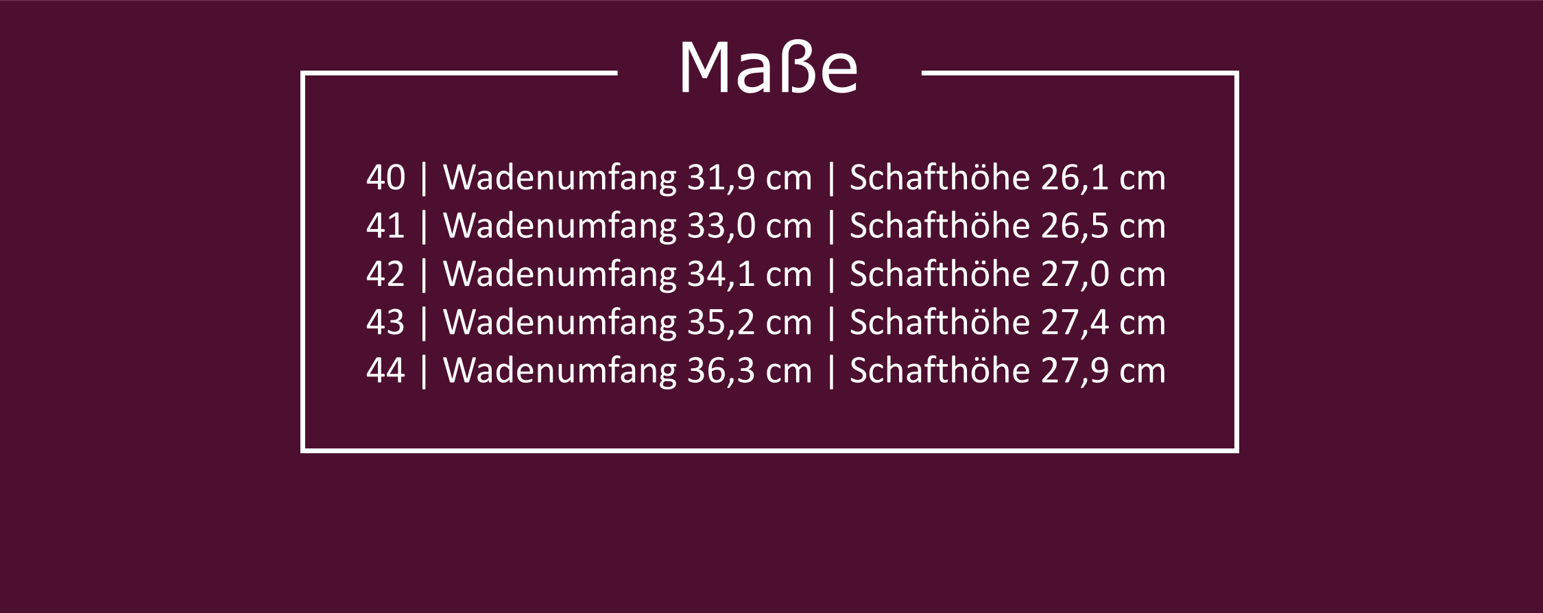 Tabelle mit den Maßen der Stiefel Demoniacult Boxer 230