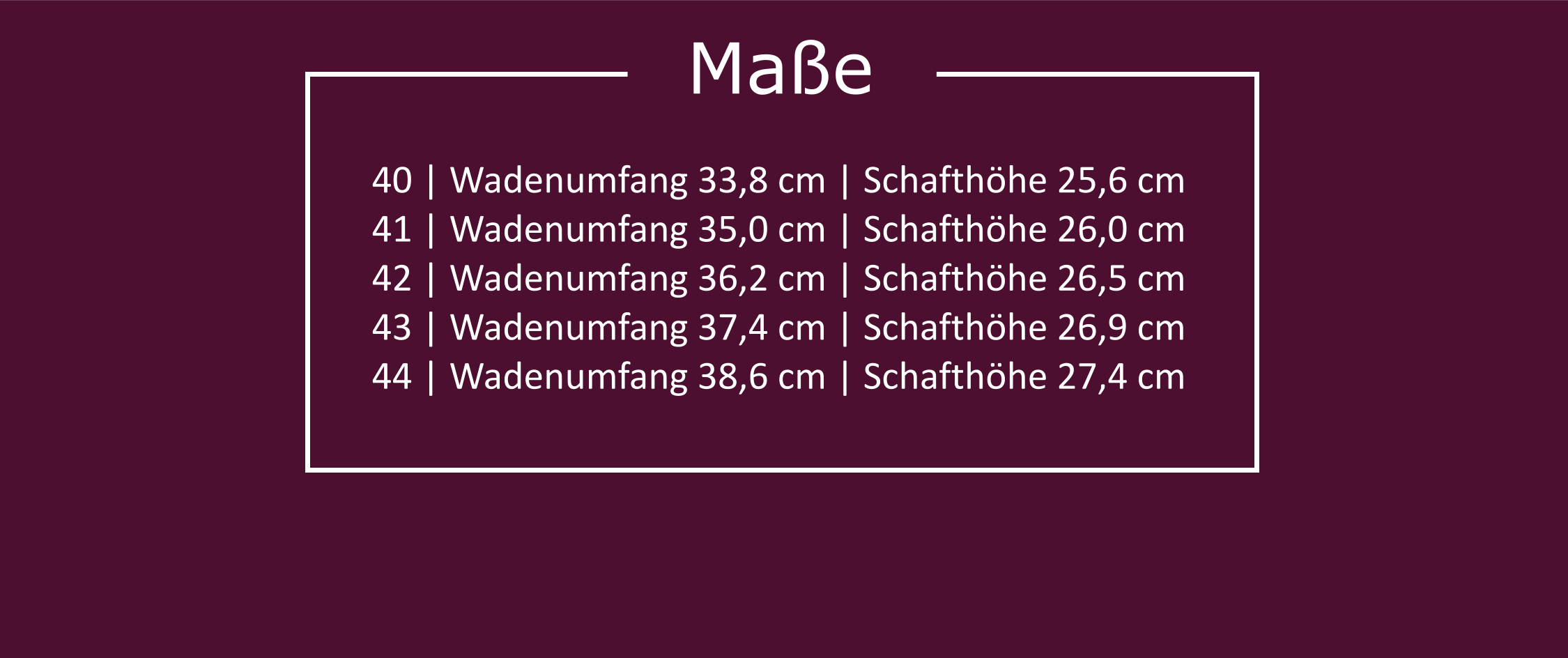 Tabelle mit den Maßen der Boots Demoniacult Neptune 210