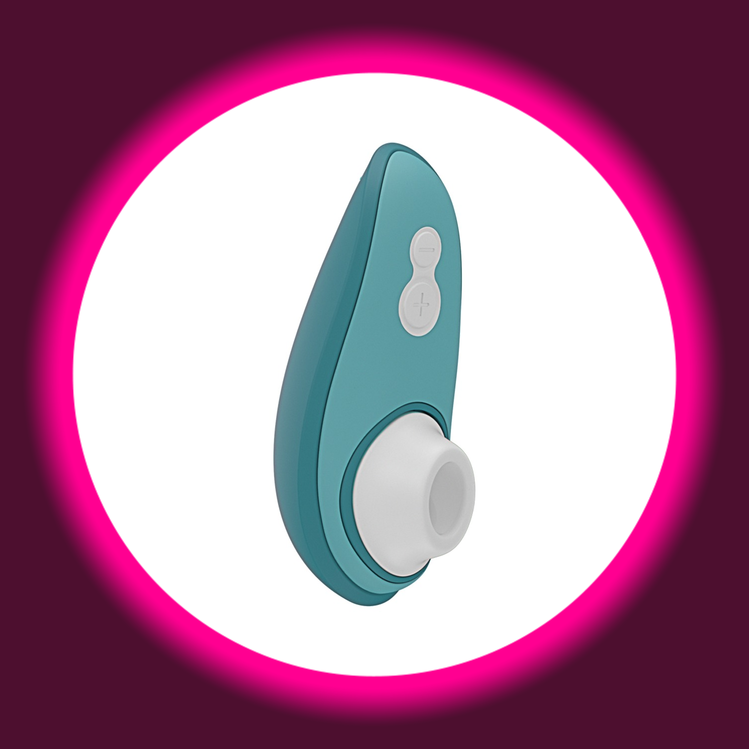 Winkelansicht auf den Womanizer Liberty 2 Pulsator in der Farbe grün auf weißem Untergrund