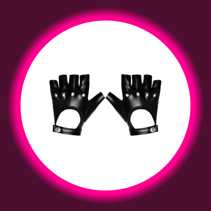 zwei schwarze glänzende fingerlose Handschuhe von Noir Handmade
