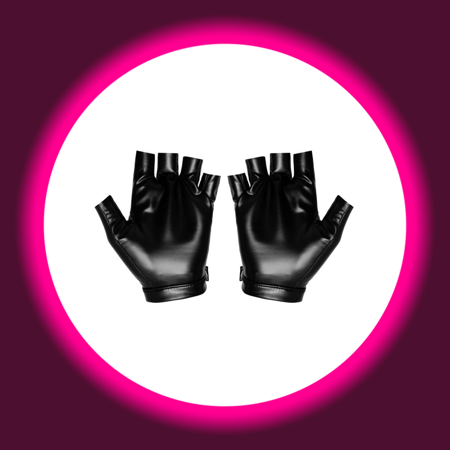 zwei schwarze glänzende fingerlose Handschuhe von Noir Handmade