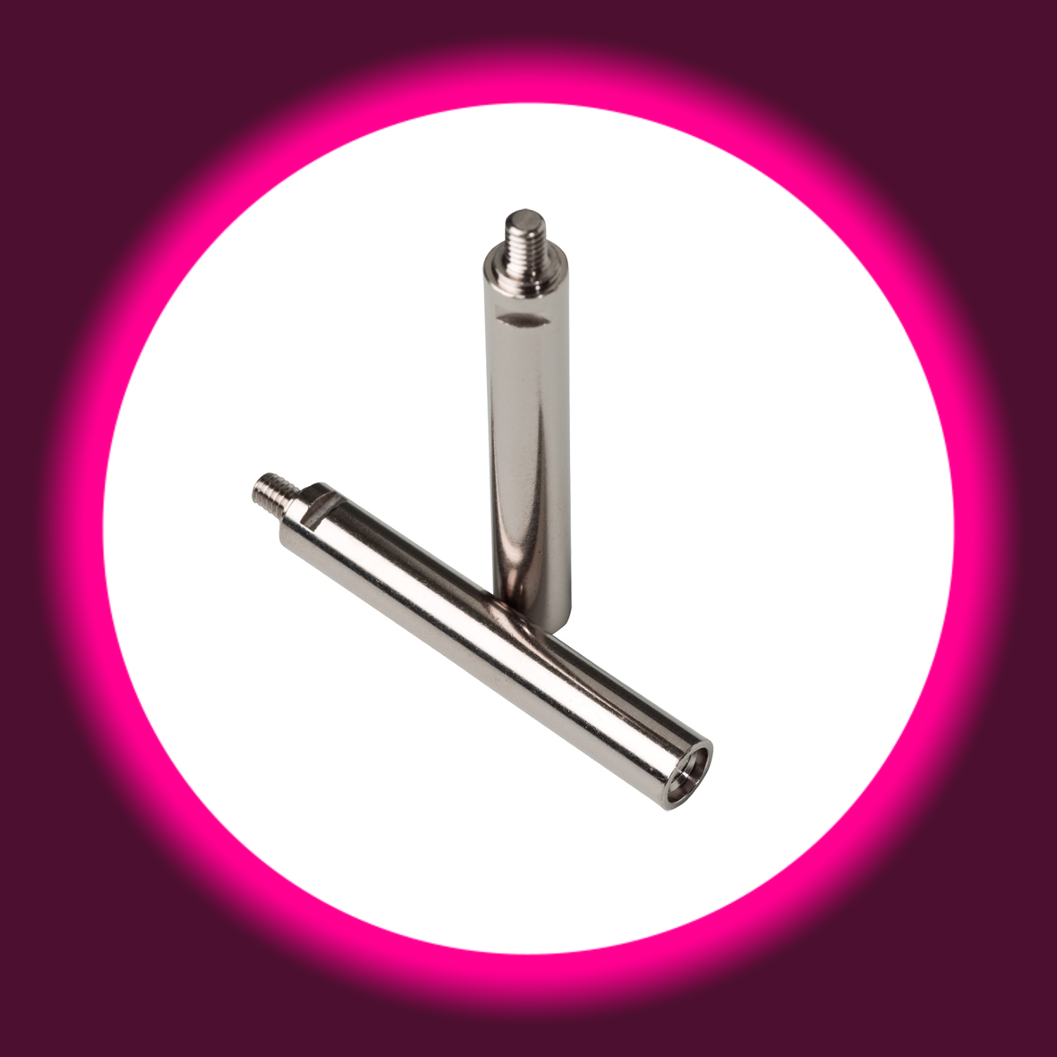 zwei silberne Stangen mit Gewinde des Jes Extender Penisextender