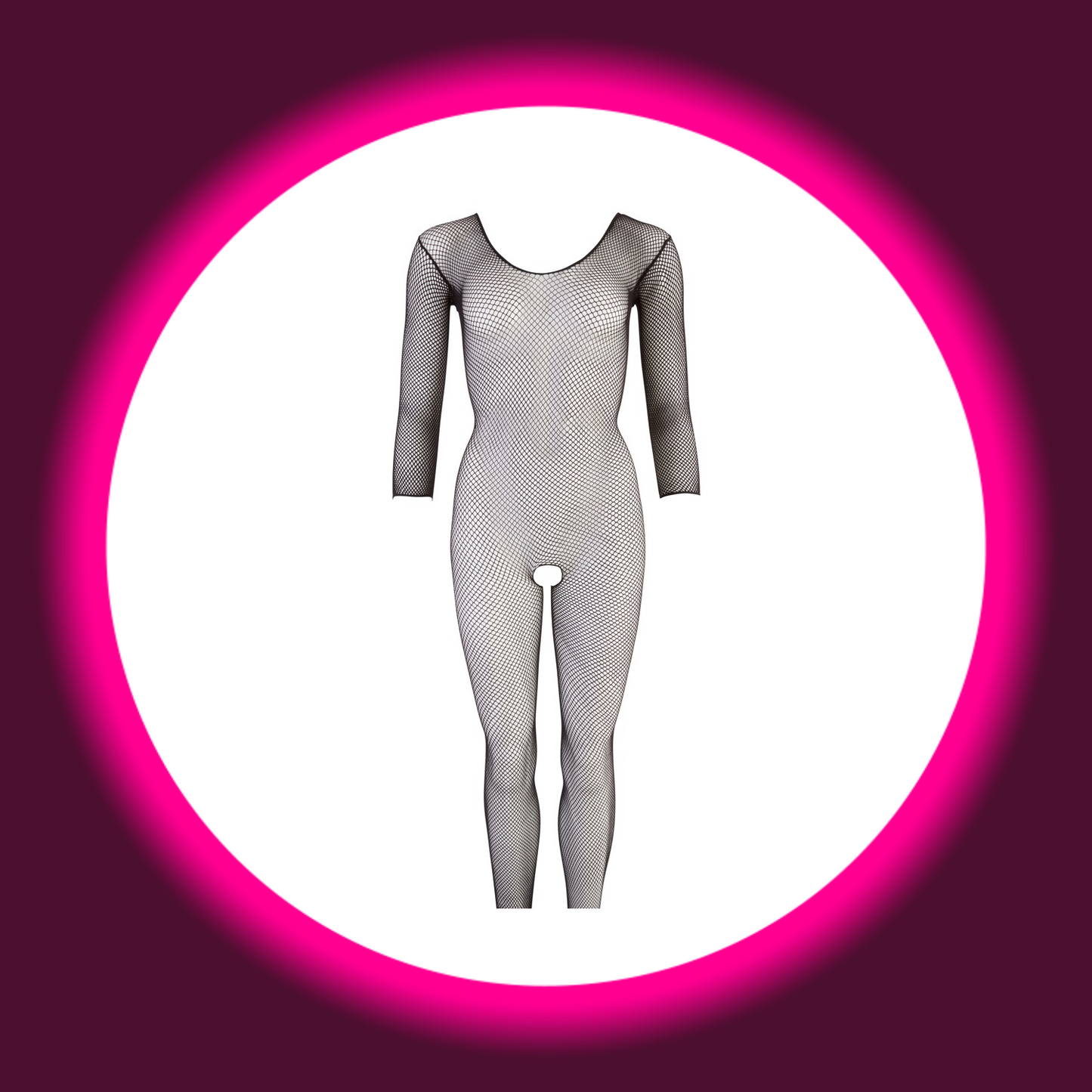 Frontansicht schwarzer Netzcatsuit von NO:XQSE