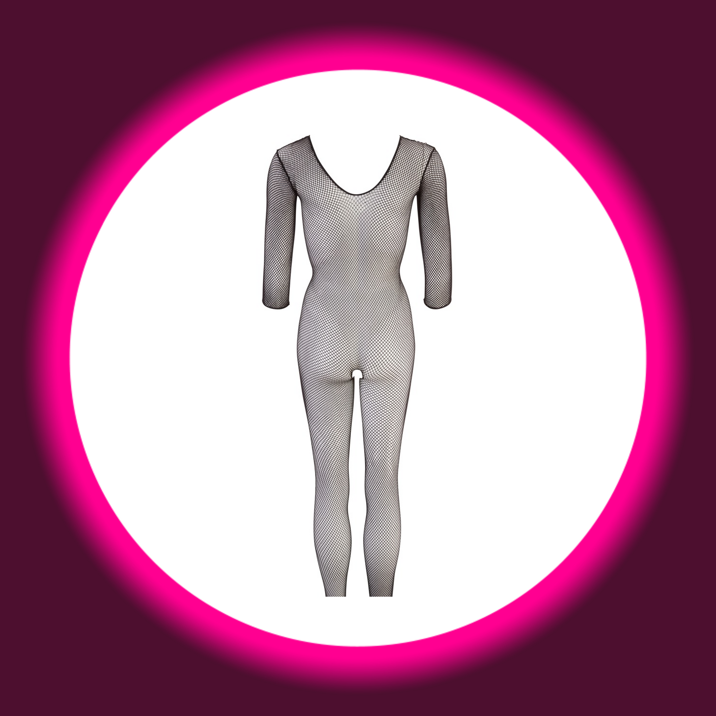Rückansicht schwarzer Netzcatsuit von NO:XQSE