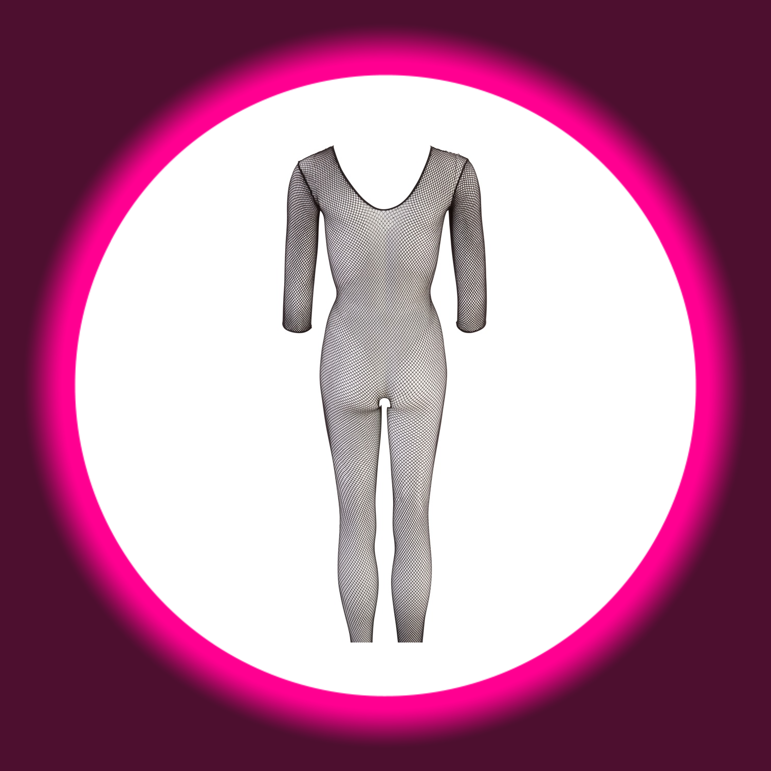 Rückansicht schwarzer Netzcatsuit von NO:XQSE