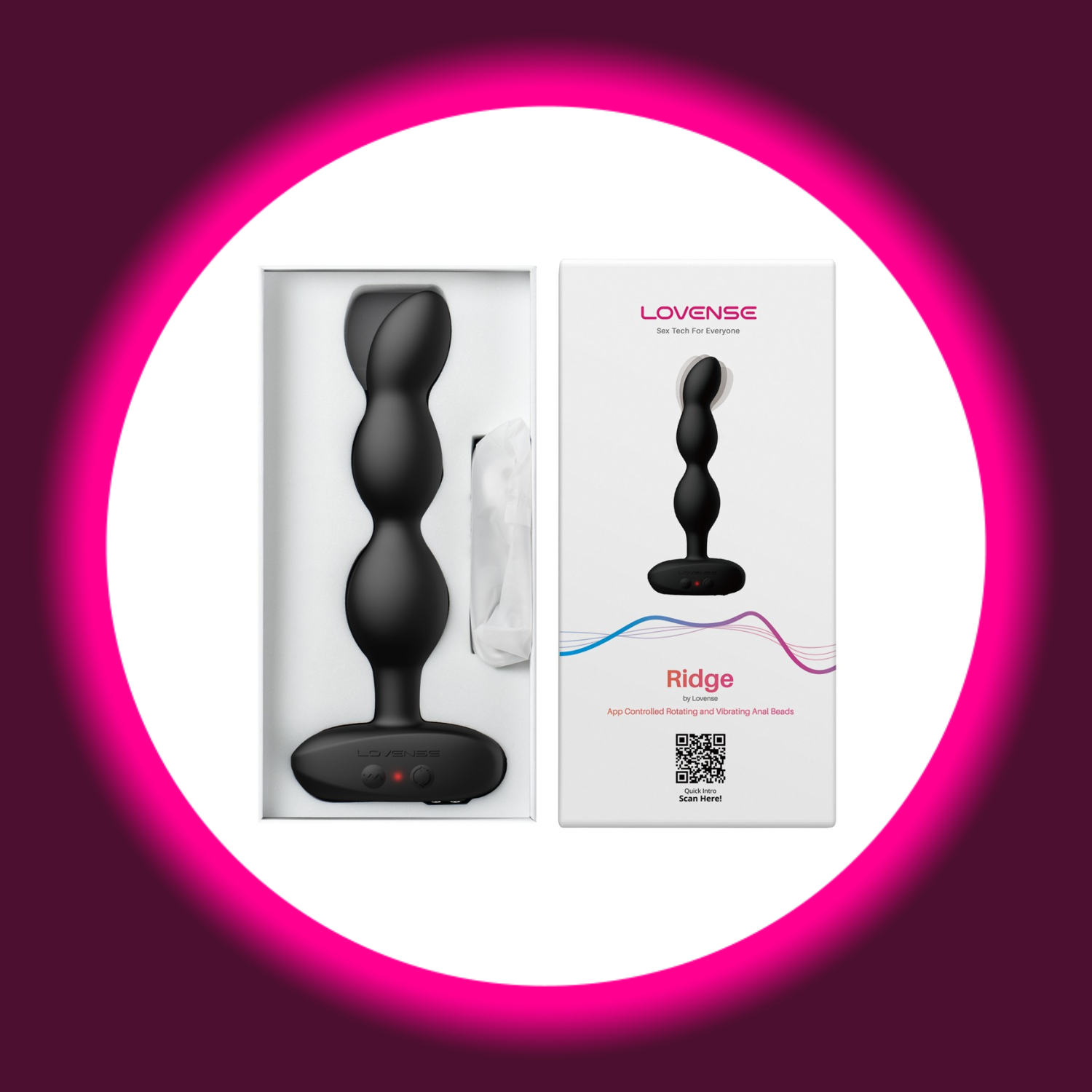 geöffnete Produktverpackung des schwarzen Analvibrators Ridge von Lovense