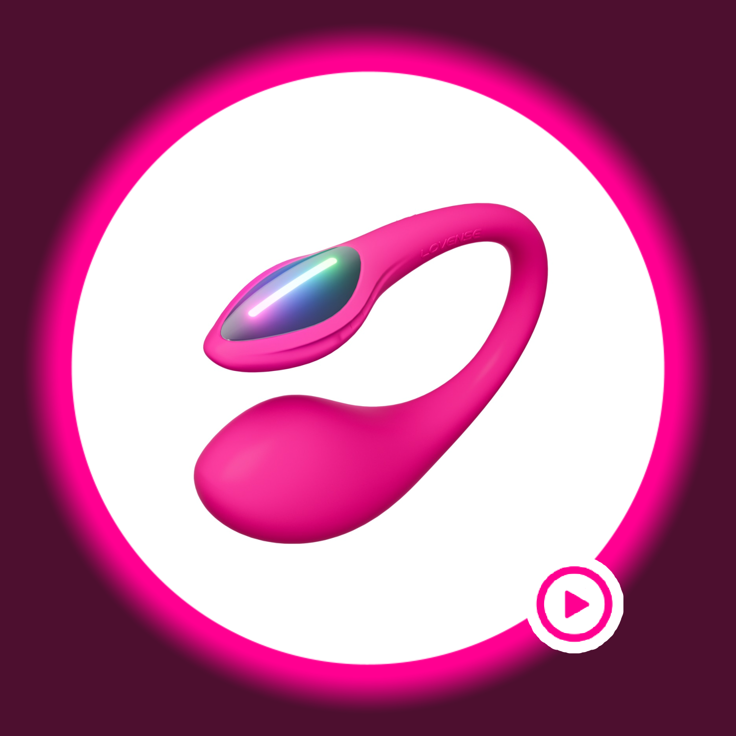 Winkelansicht eines pinken Egg-Vibrators mit LED-Beleuchtung, Lovense Lush Mini