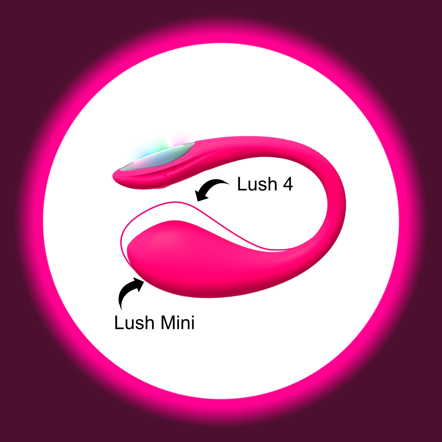 schematischer Größenvergleich des Lovense Lush 4 und des Lovense Lush Mini