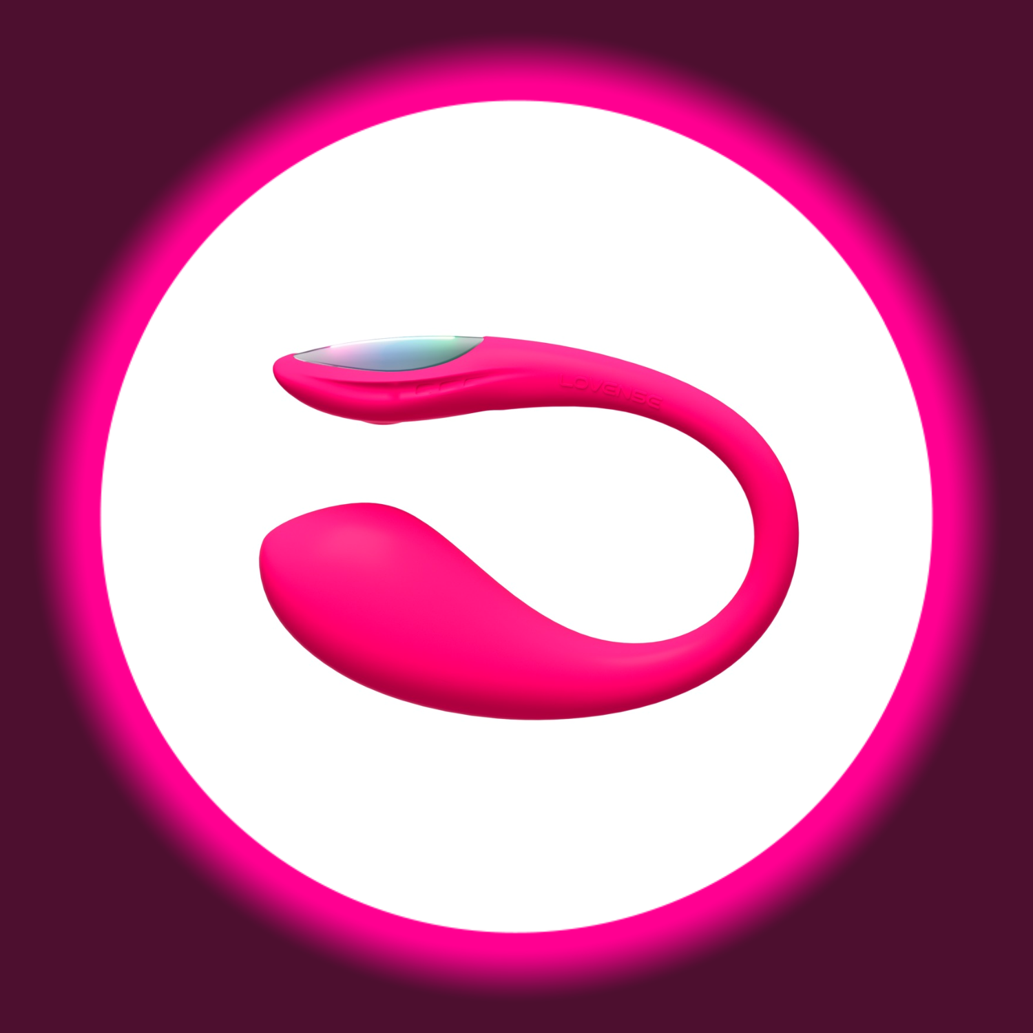 seitliche Ansicht eines pinken Egg-Vibrators mit LED-Beleuchtung, Lovense Lush Mini