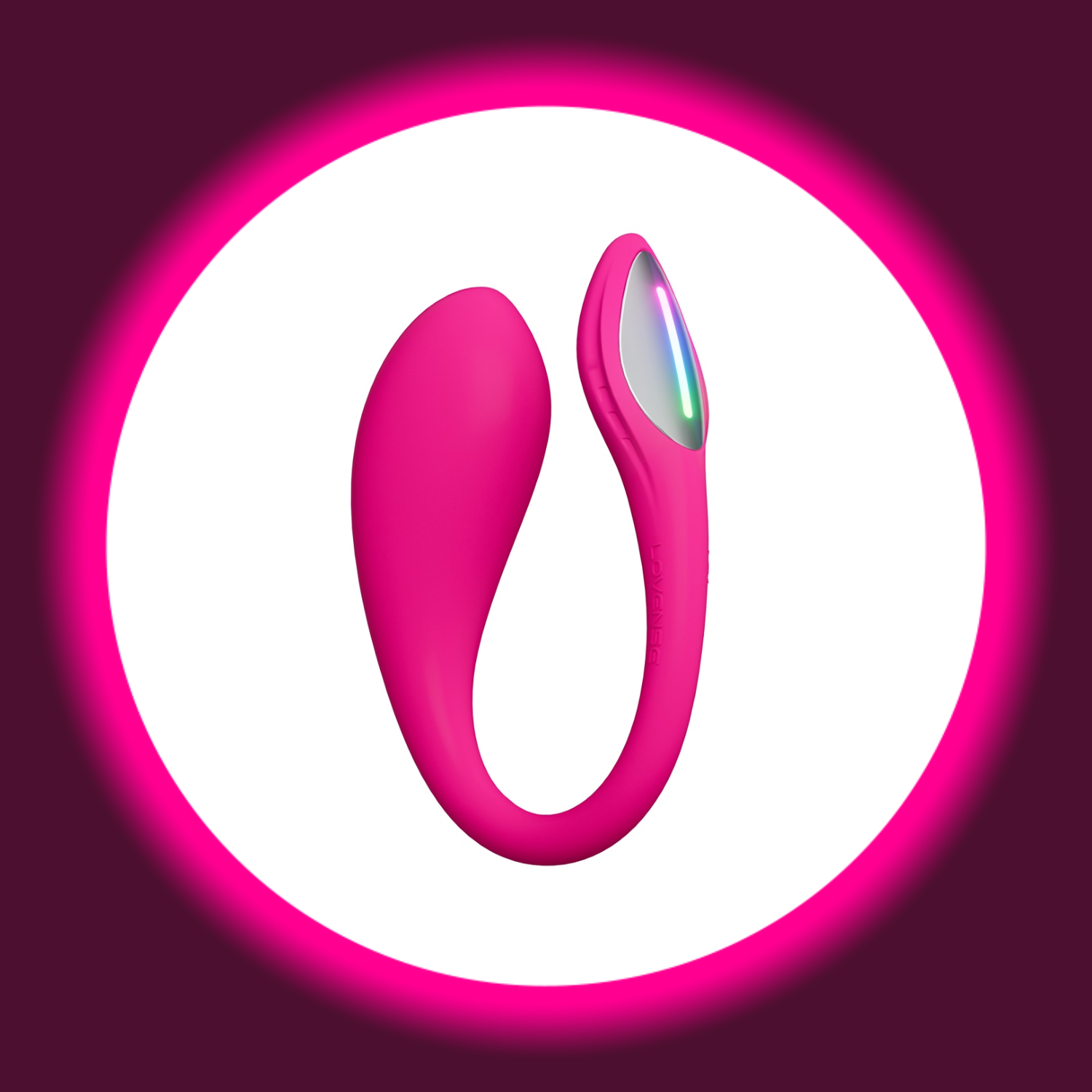 vertikale Ansicht eines pinken Egg-Vibrators mit LED-Beleuchtung, Lovense Lush Mini