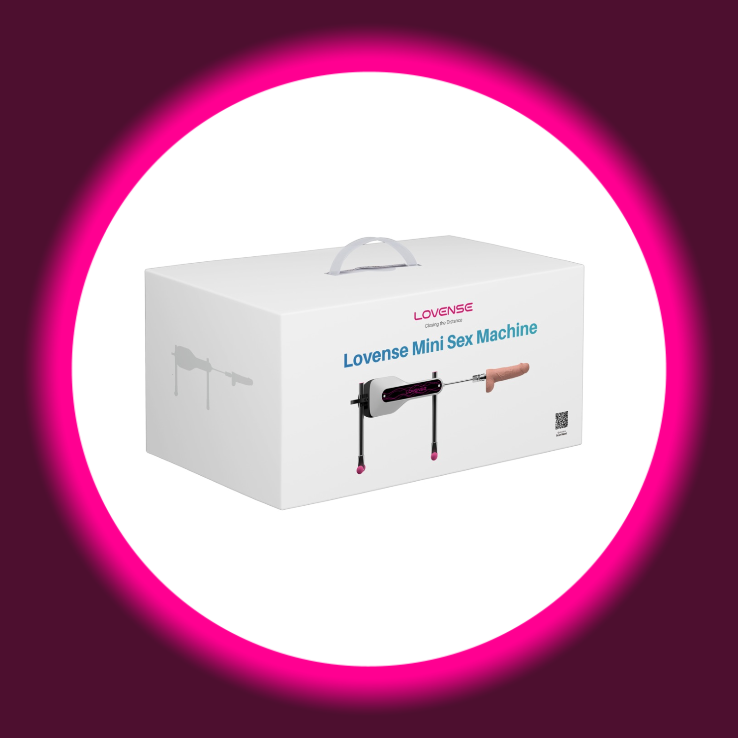 weiße Verkaufsverpackung der kleinen Lovense Mini Sex Machine