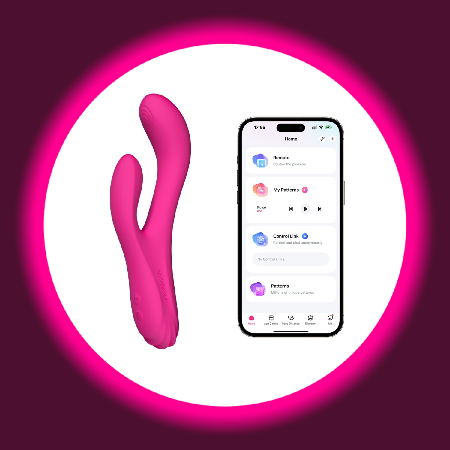 pinker Rabbitvibrator Osci 3 von Lovense, daneben ein Smartphone