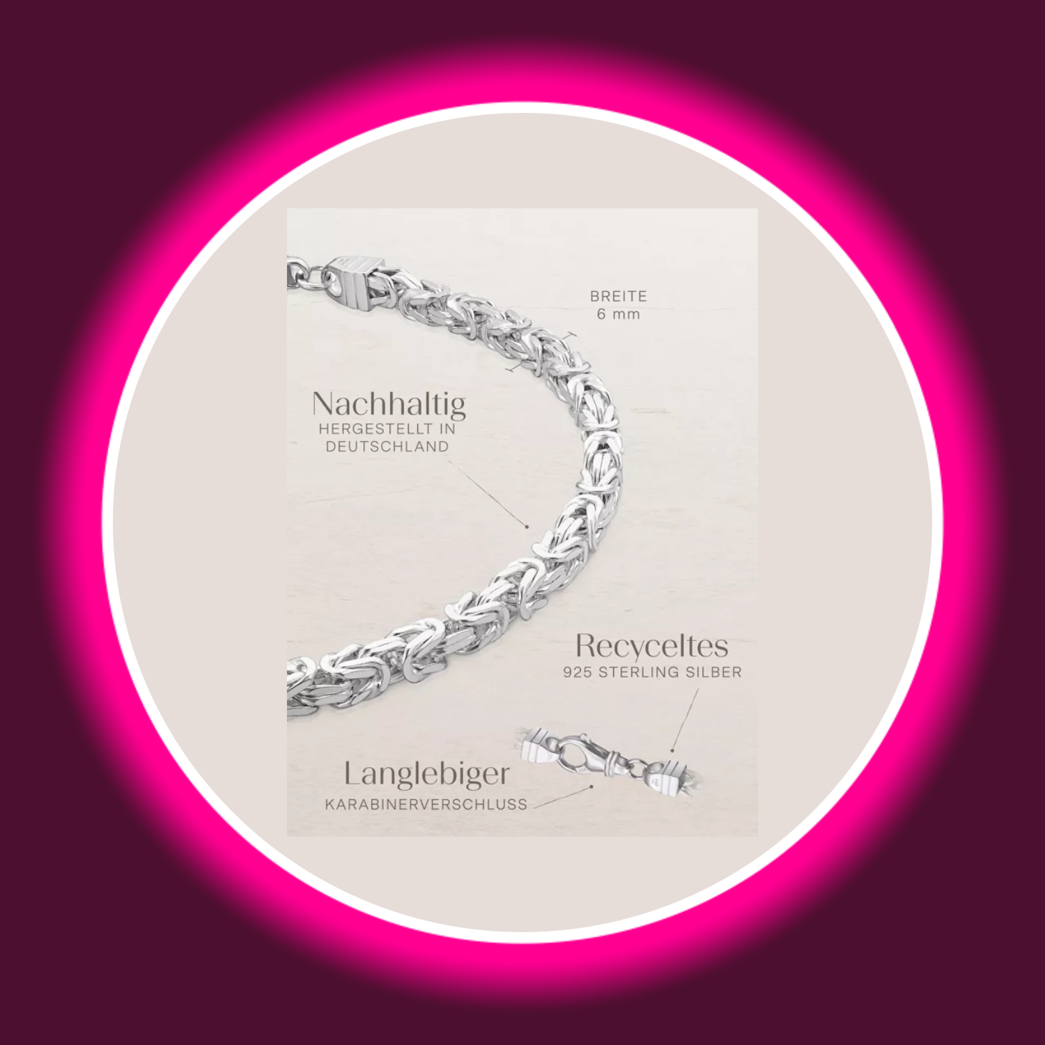 Beschreibung mit Maßen und Materialien des Armbands Royal robust von Modabilé