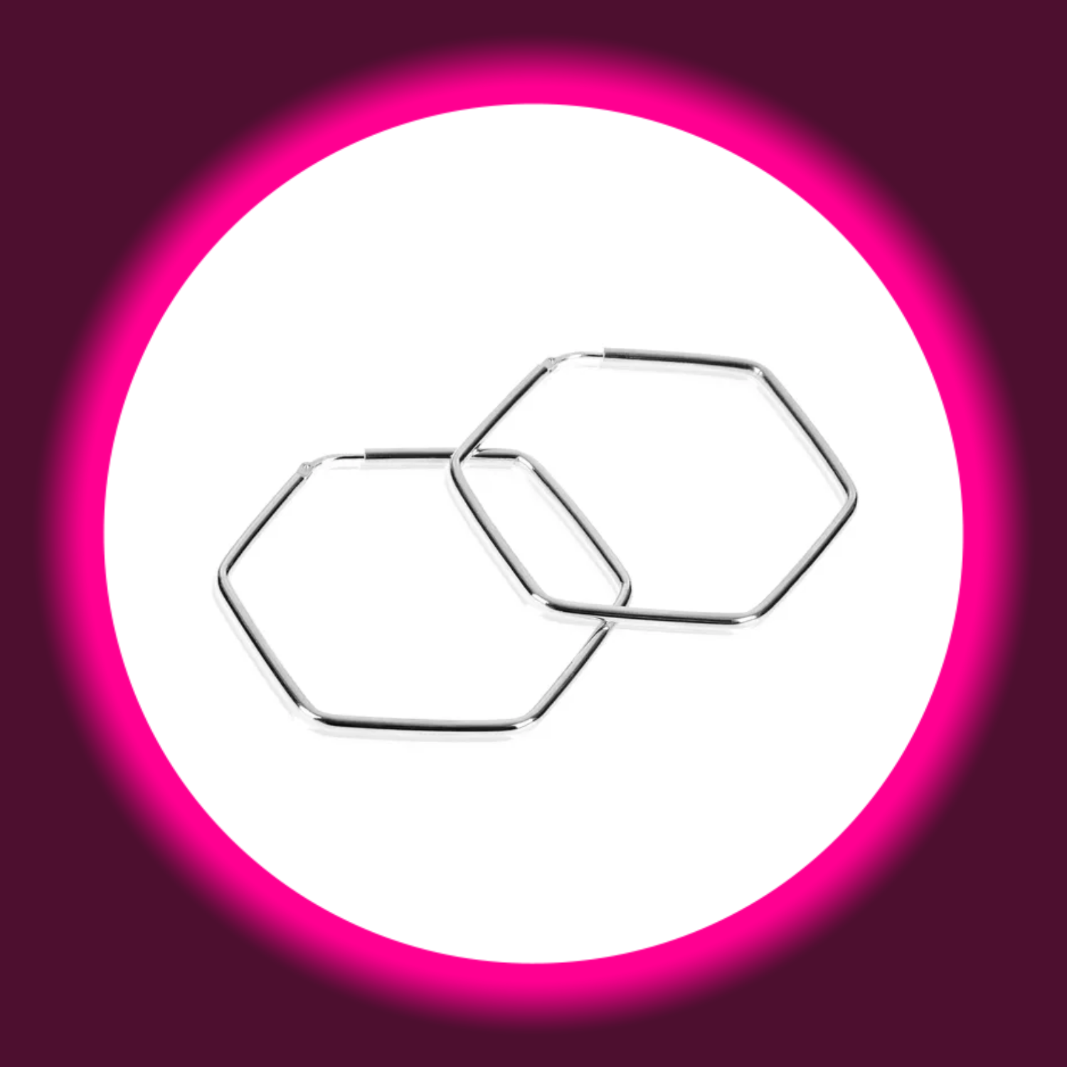 zwei silberne Creolen in Hexagon-Form von Modabilé