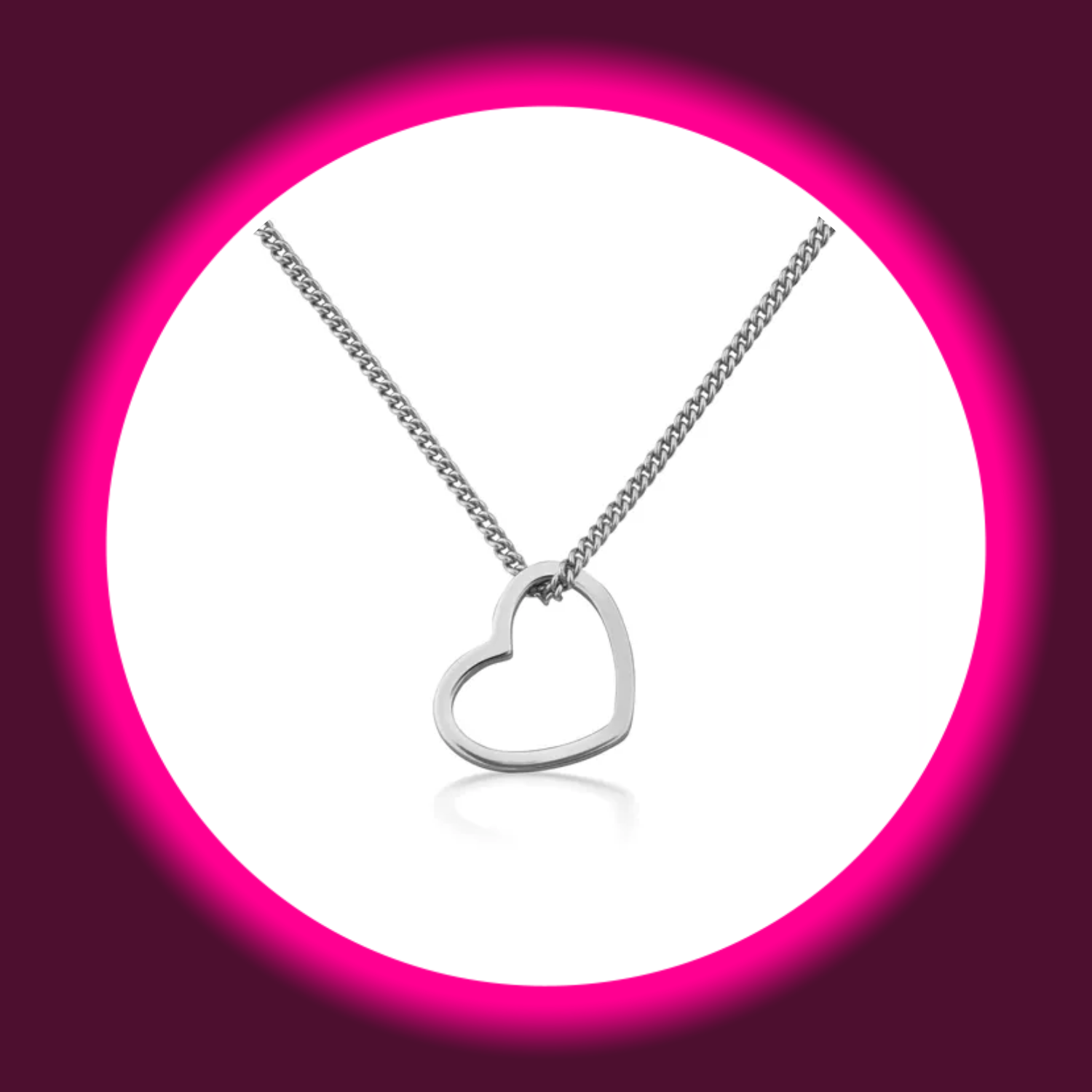 silberner Kettenanhänger in Herzform von Modabilé hängt an einer Kette