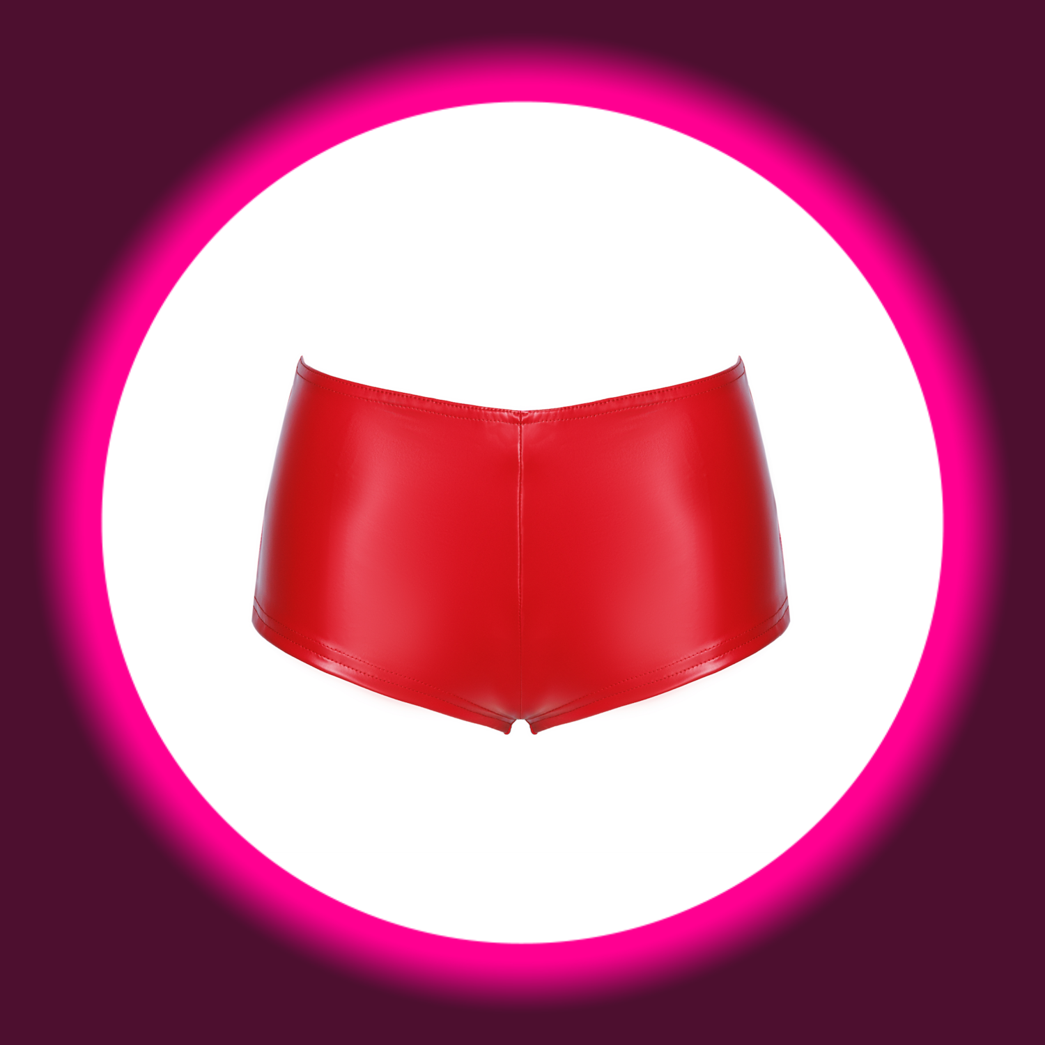 Frontansicht rote glänzende Hotpants von Noir Handmade