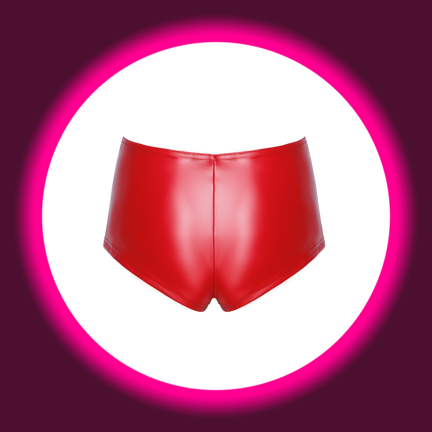Rückansicht rote glänzende Hotpants von Noir Handmade