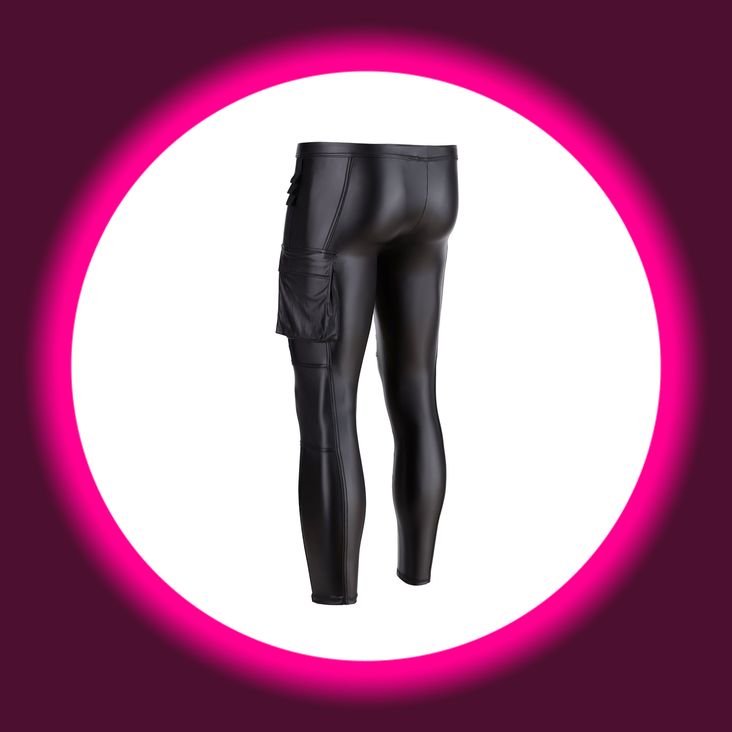 Rückansicht schwarze enge lange Hose von NEK mit aufgesetzten Taschen