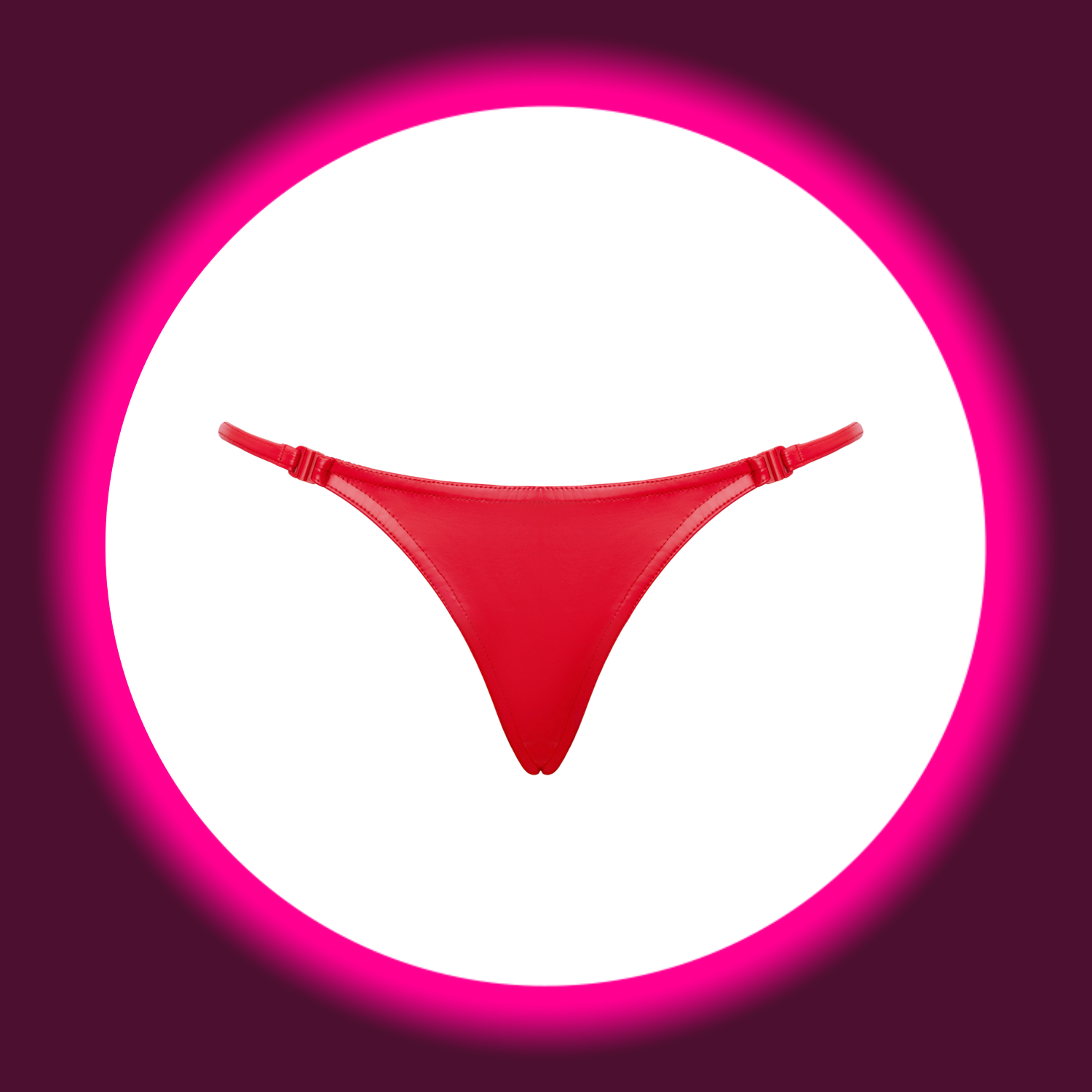 Frontansicht roter glänzender G-String P013 von Noir Handmade