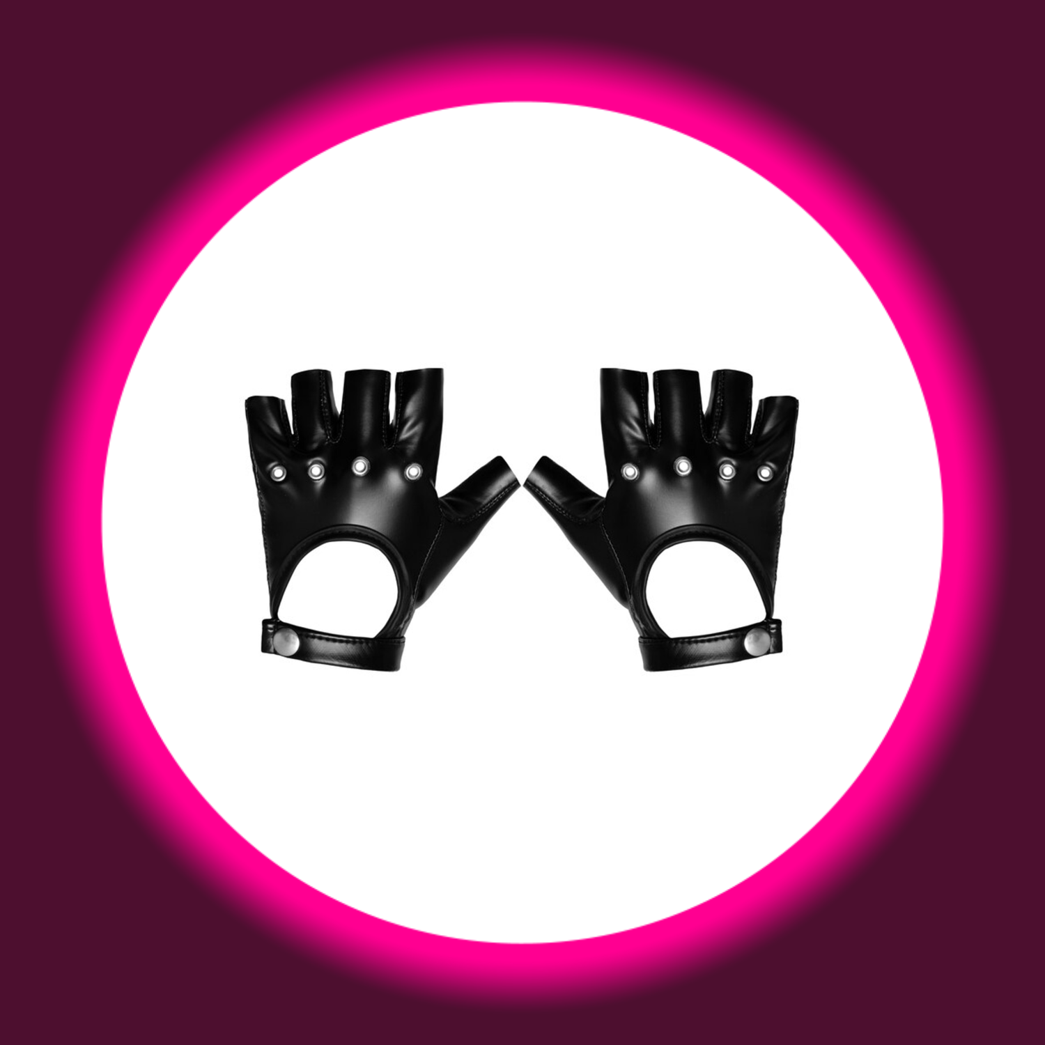 zwei schwarze glänzende fingerlose Handschuhe F264 von Noir Handmade