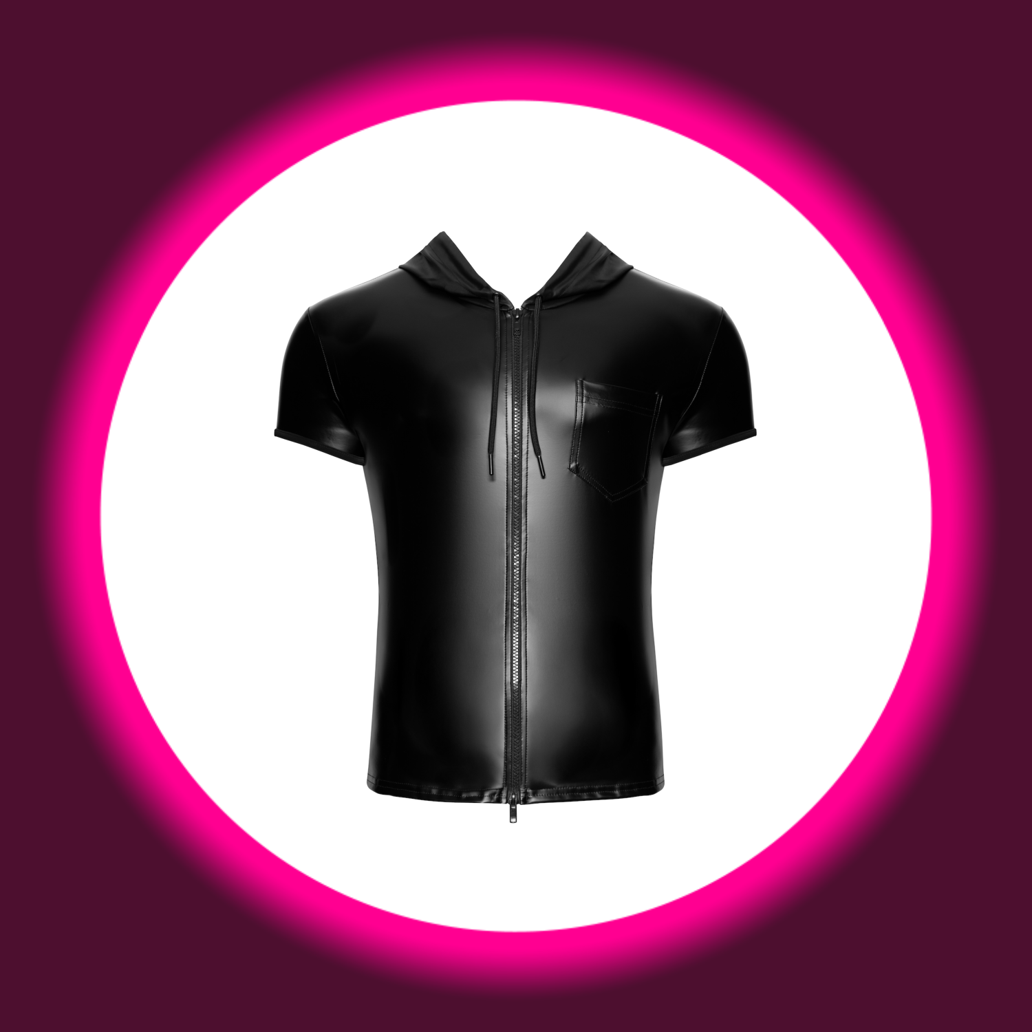 Frontansicht Noir Handmade Hoodie Vexen H085 in Schwarz - Powerwetlook und Kapuze