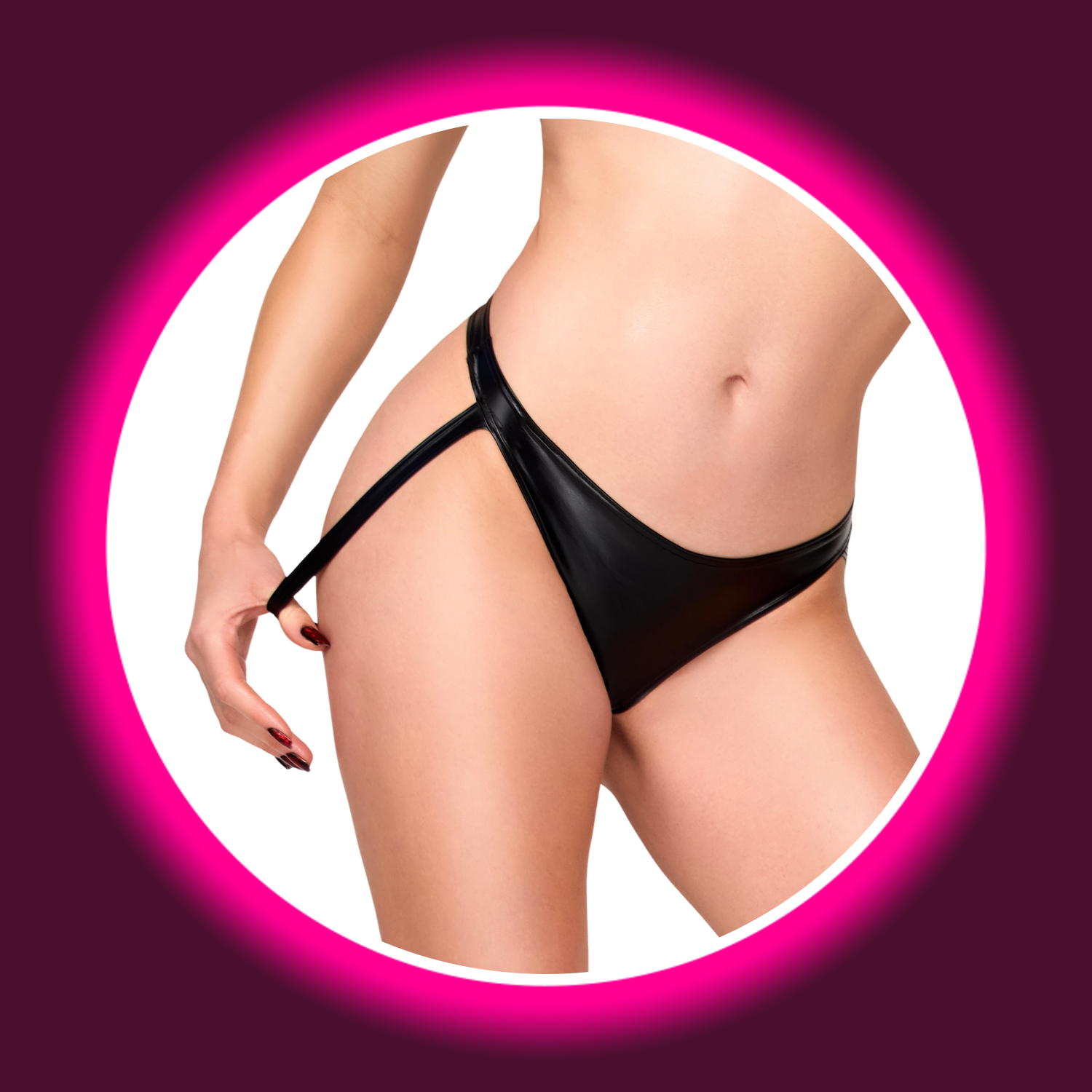 Frontansicht Noir Handmade Jockstrap String F393 in Schwarz im Wetlook