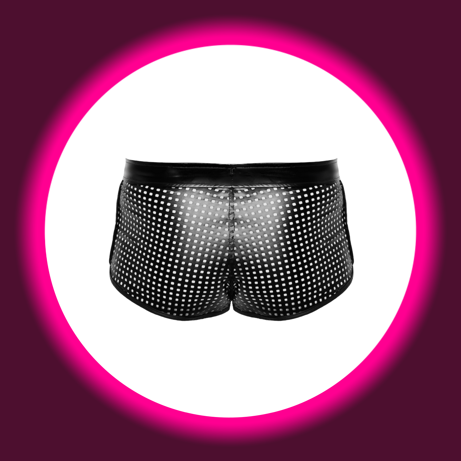 Rückansicht schwarze perforierte kurze Hose Mayhem H079 von Noir Handmade